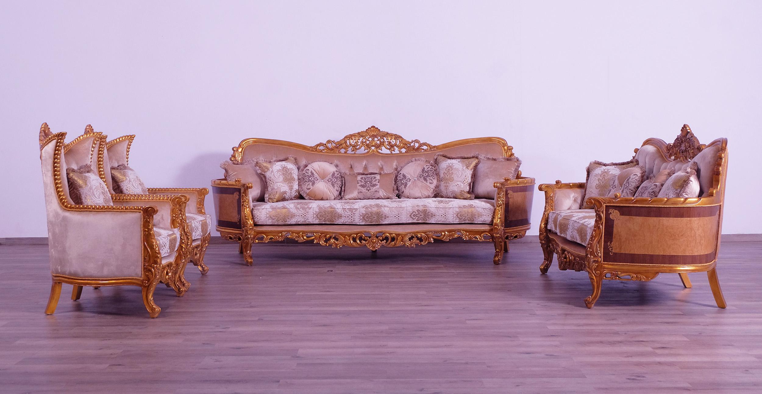

    
 Shop  Luxury Sand & Gold Wood Trim MODIGLIANI III Sofa EUROPEAN FURNITURE Traditional
