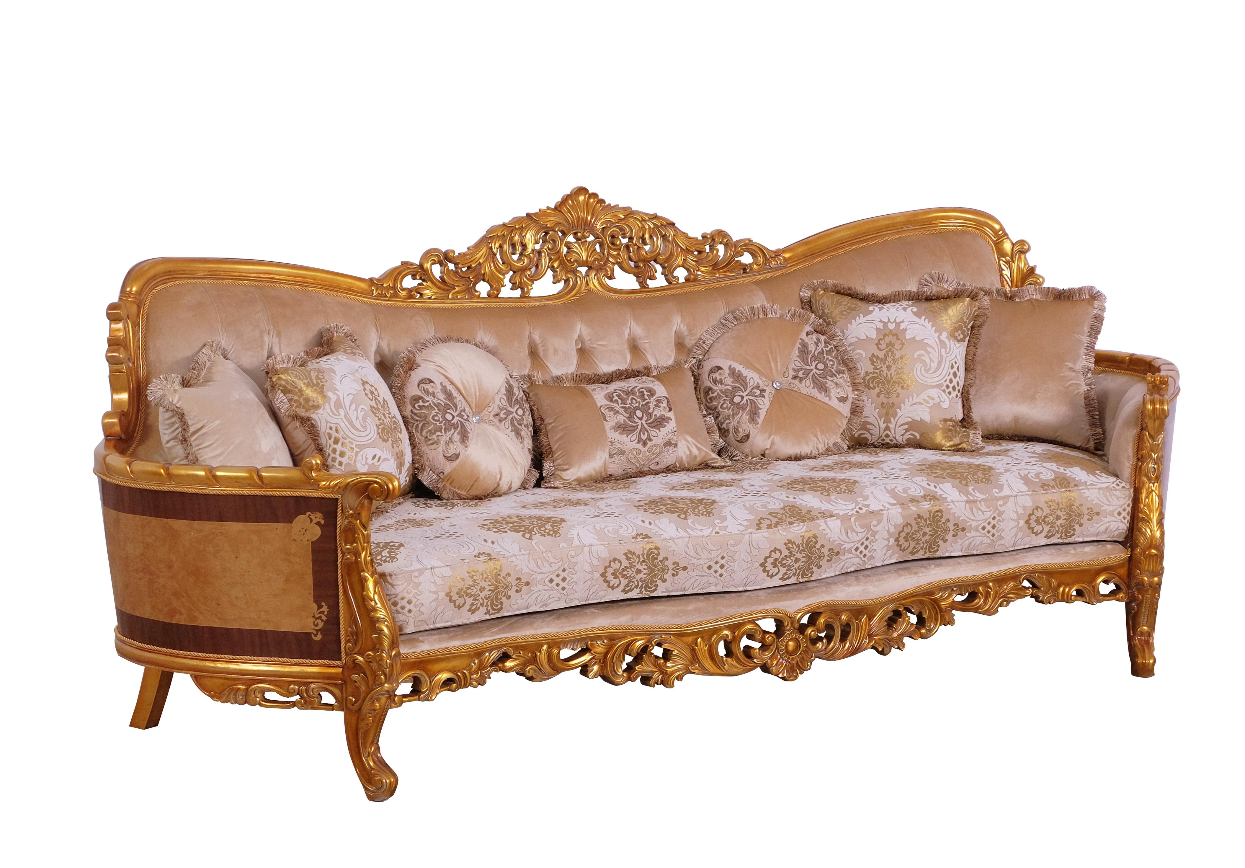 

    
Luxury Sand & Gold Wood Trim MODIGLIANI III Sofa Set 2 Pcs EUROPEAN FURNITURE
