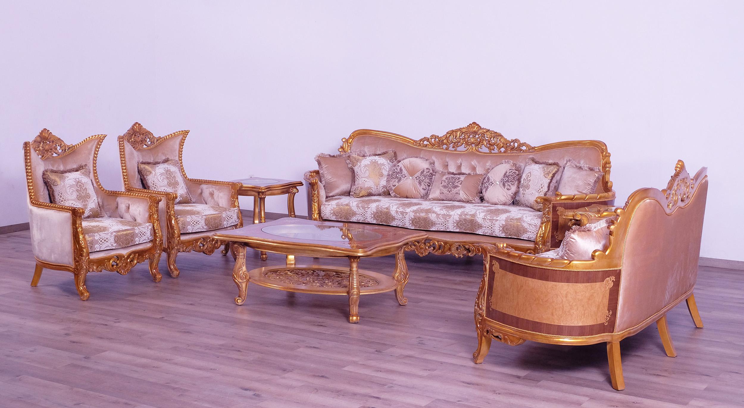 

    
 Shop  Luxury Sand & Gold Wood Trim MODIGLIANI III Sofa Set 4 Pcs EUROPEAN FURNITURE
