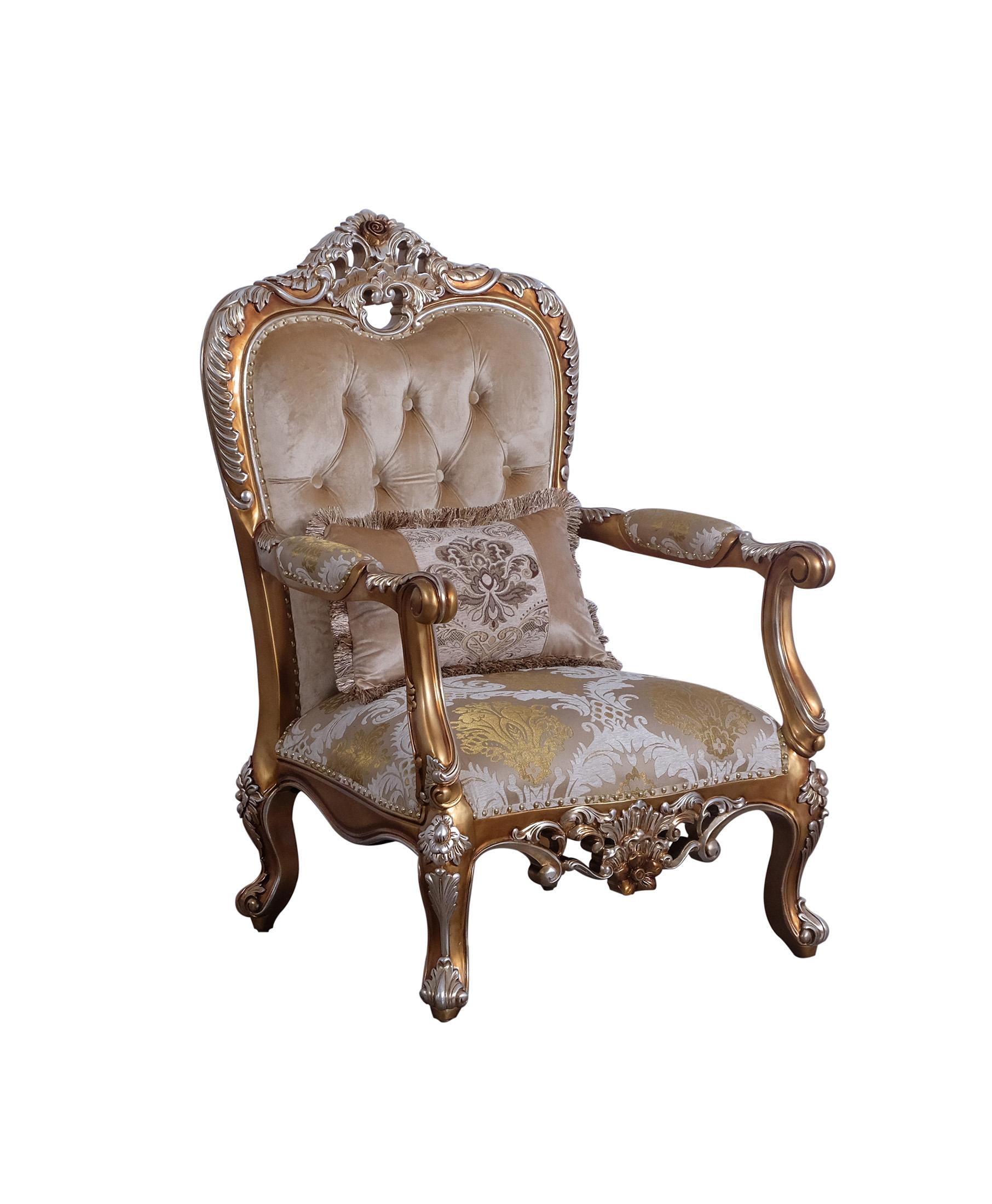 Classic, Traditional Arm Chair SAINT GERMAIN 35550-C in Sand, Gold Fabric
