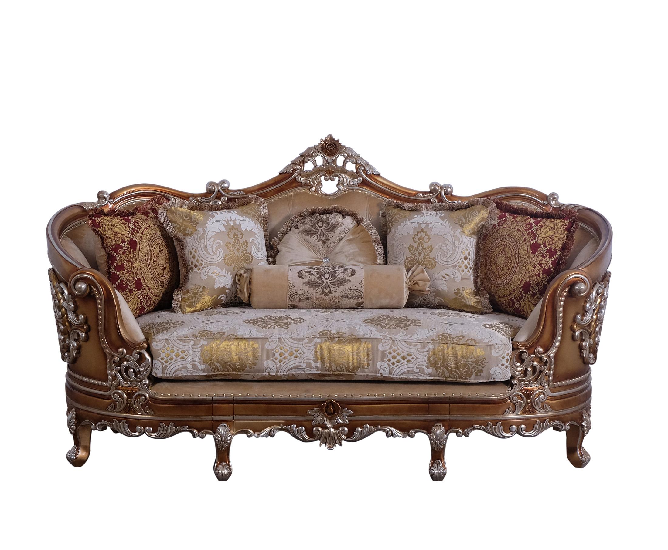 Classic, Traditional Loveseat SAINT GERMAIN 35550-L in Sand, Gold Fabric