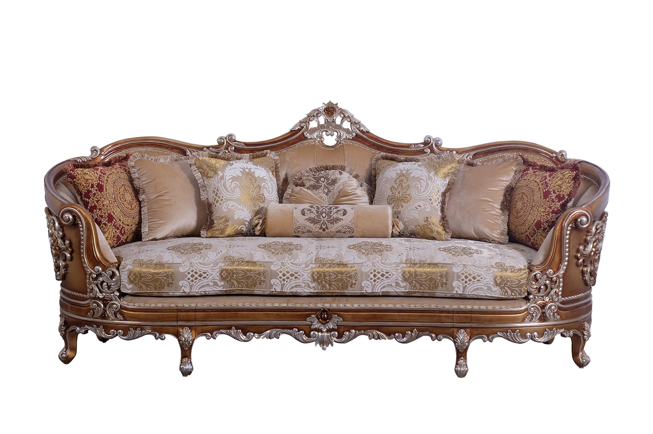 

    
Luxury Sand & Gold Wood Trim SAINT GERMAIN Sofa Set 2 Pcs EUROPEAN FURNITURE Classic
