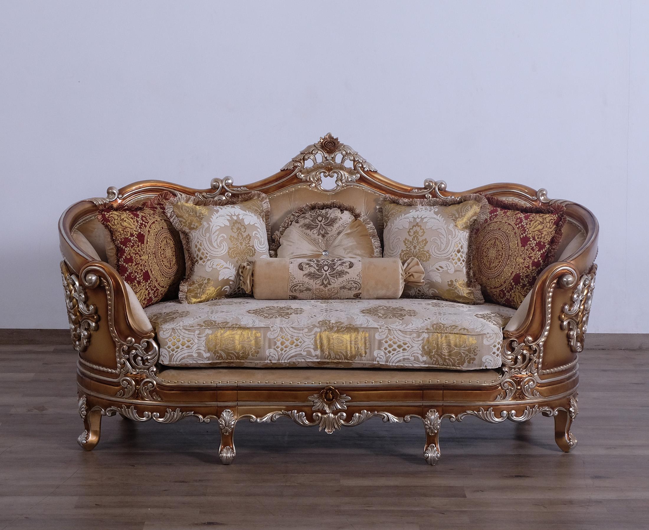 

    
 Order  Luxury Sand & Gold Wood Trim SAINT GERMAIN Sofa Set 2 Pcs EUROPEAN FURNITURE Classic
