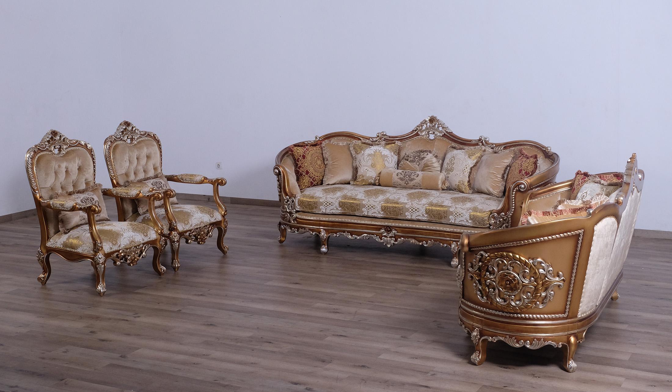

    
35550-Set-3 Luxury Sand & Gold Wood Trim SAINT GERMAIN Sofa Set 3 Pcs EUROPEAN FURNITURE Classic
