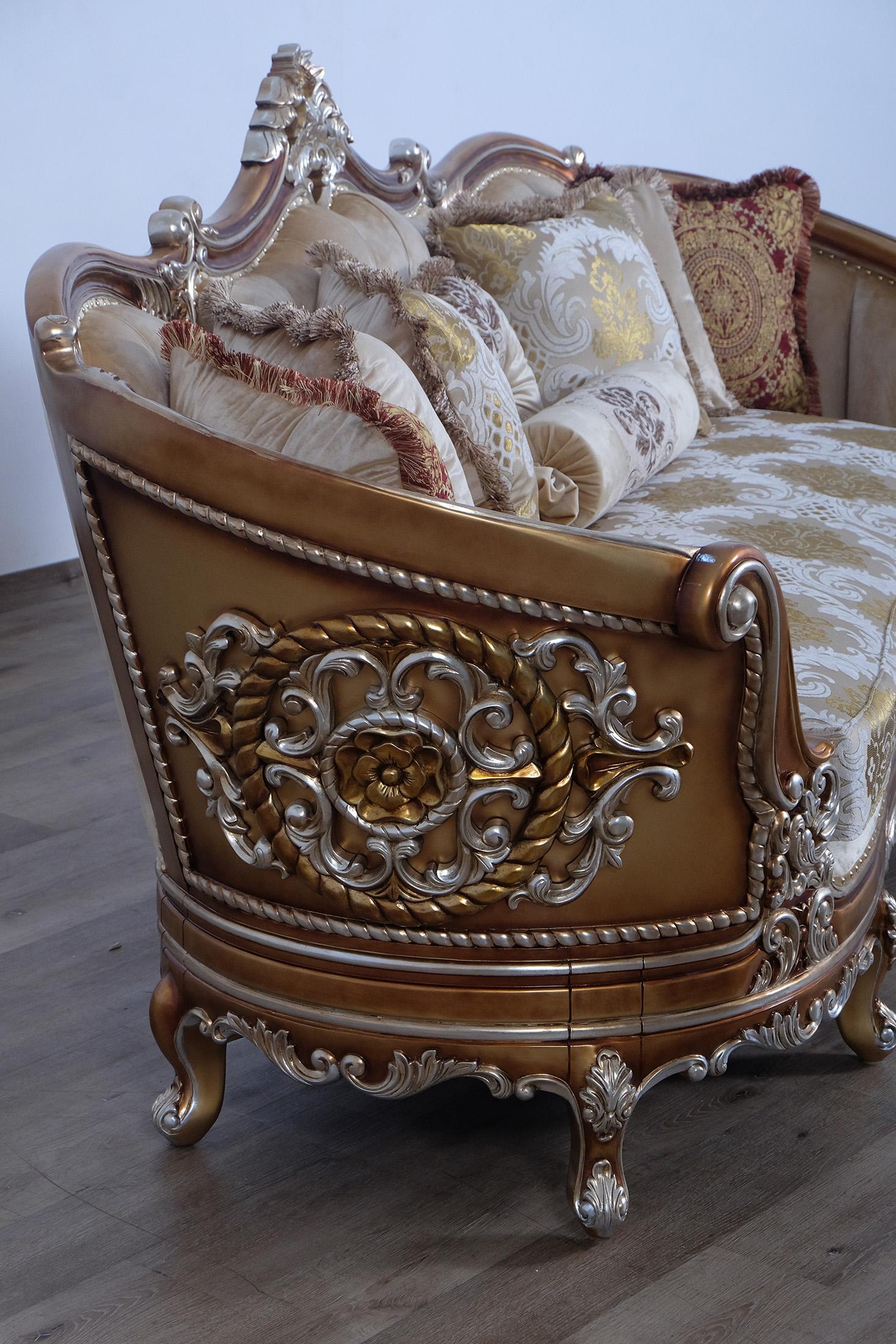 

    
 Order  Luxury Sand & Gold Wood Trim SAINT GERMAIN Sofa Set 3 Pcs EUROPEAN FURNITURE Classic
