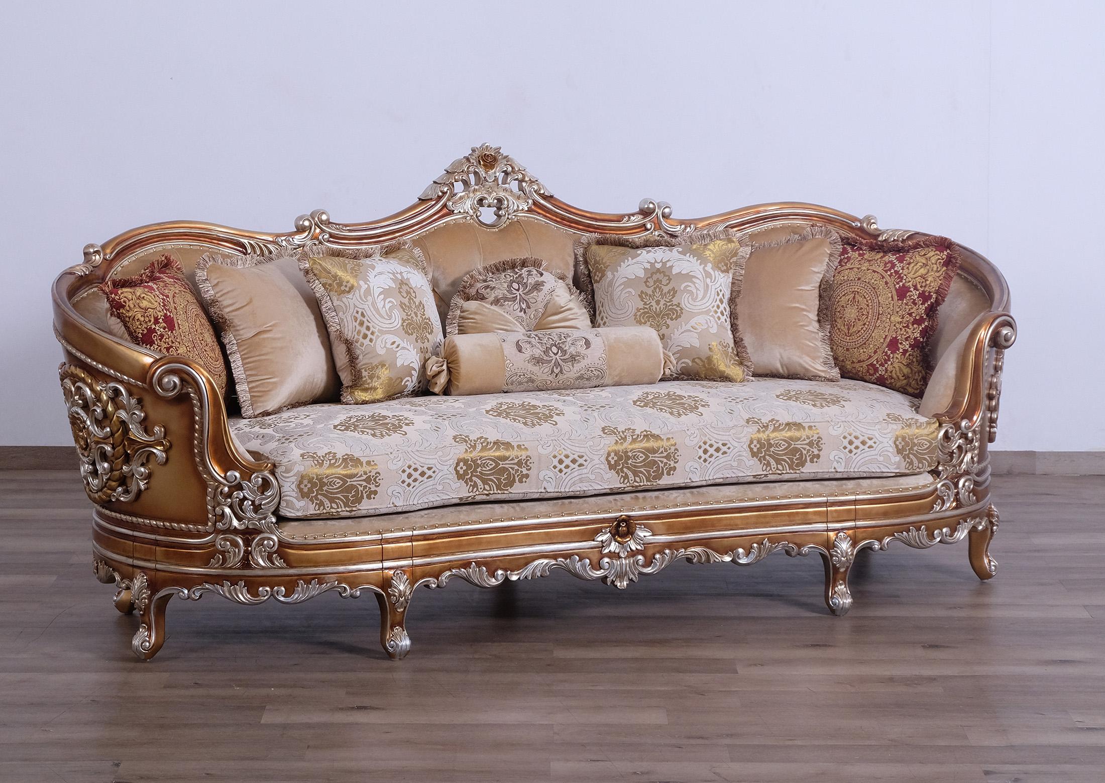 

    
 Order  Luxury Sand & Gold Wood Trim SAINT GERMAIN Sofa Set 4 Pcs EUROPEAN FURNITURE Classic

