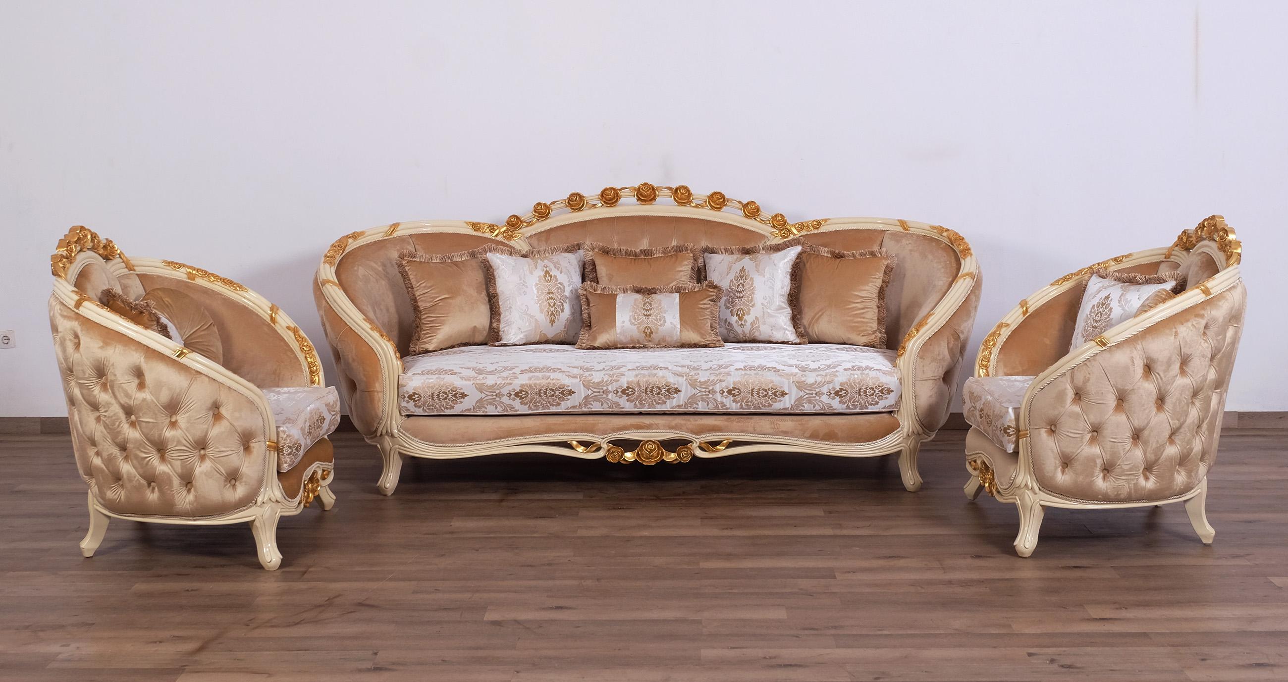 

    
 Order  Luxury Sand & Gold Wood Trim VALENTINE Chair Set 2 EUROPEAN FURNITURE Classic
