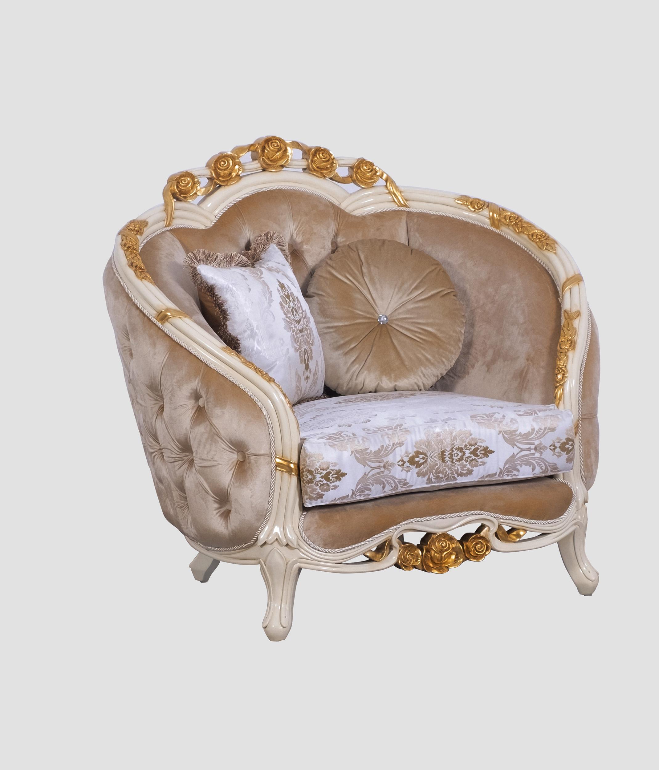 

    
Luxury Sand & Gold Wood Trim VALENTINE Chair Set 2 EUROPEAN FURNITURE Classic
