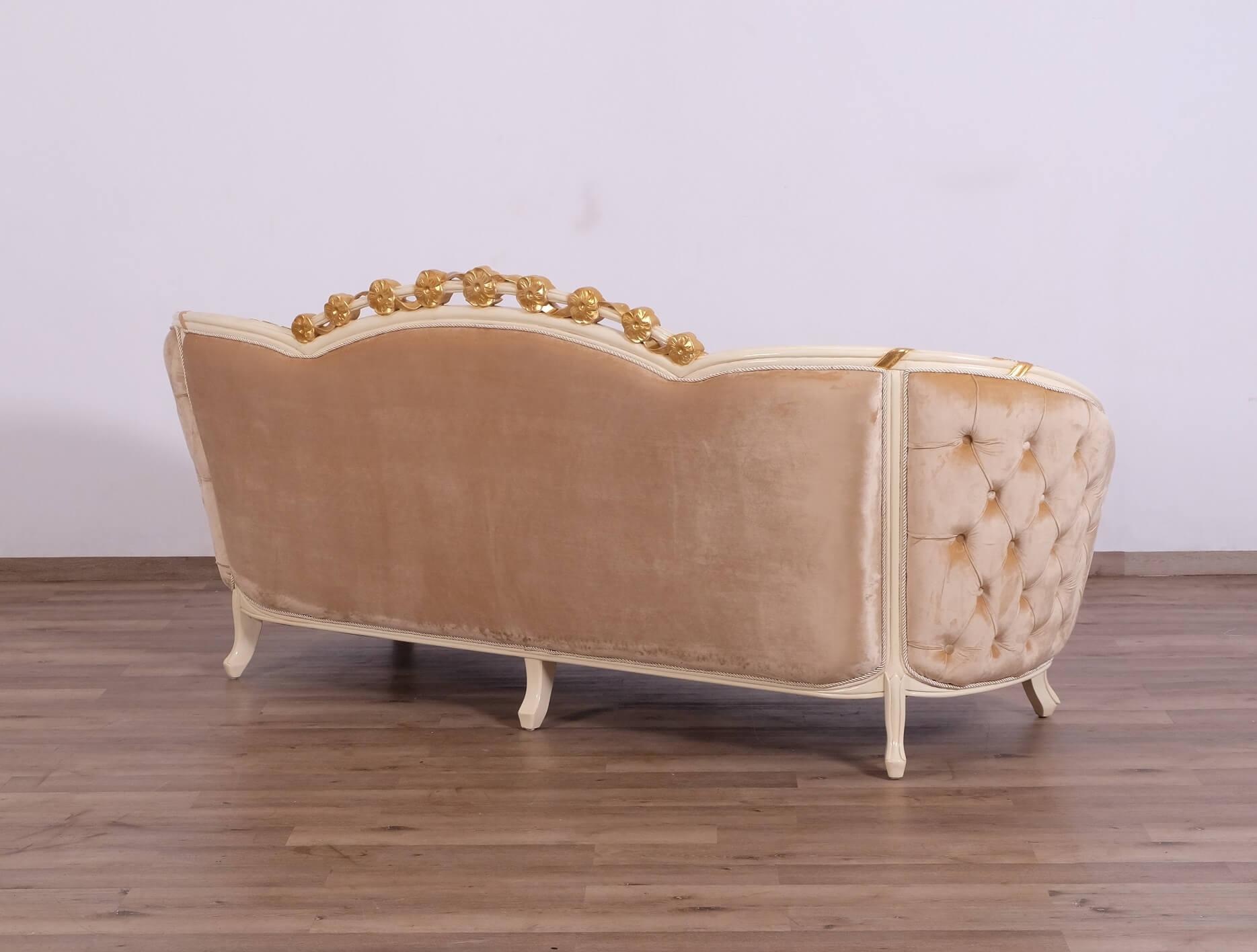 

    
 Shop  Luxury Sand & Gold Wood Trim VALENTINE Sofa Set 3Pcs EUROPEAN FURNITURE Classic
