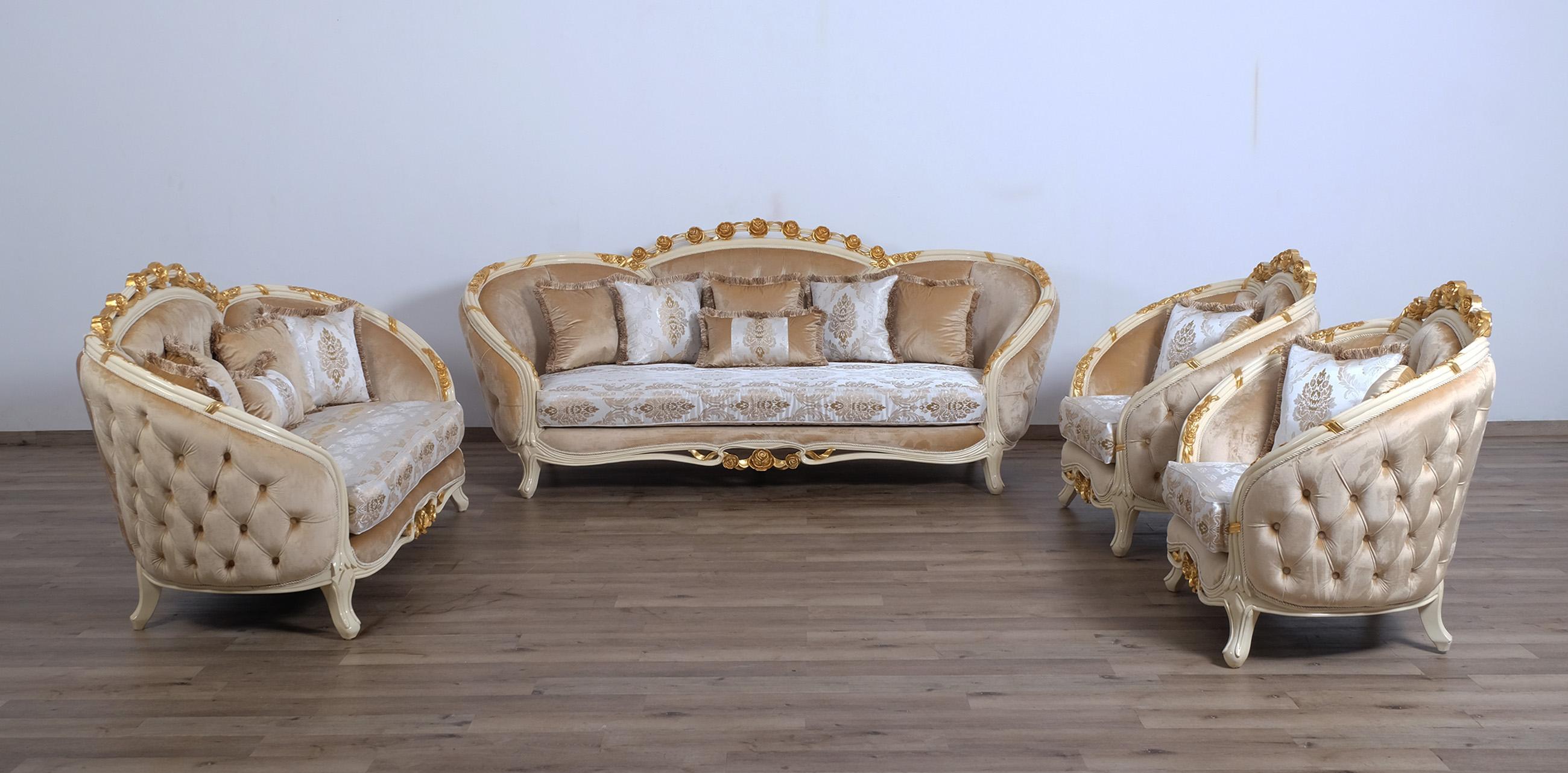 

        
EUROPEAN FURNITURE VALENTINE Sofa Set Sand/Gold Fabric 663701292312
