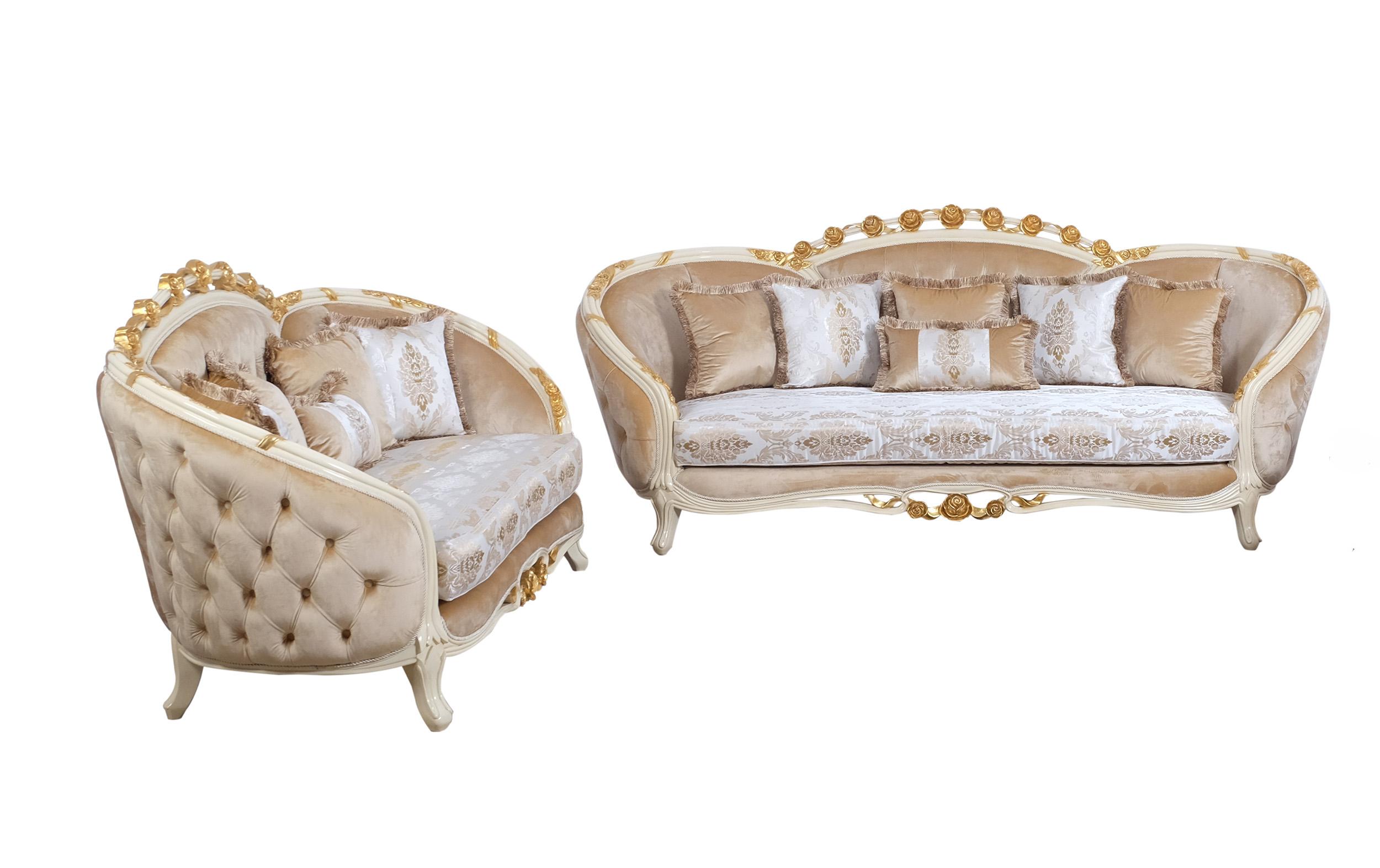 

    
45012-Set-4 Luxury Sand & Gold Wood Trim VALENTINE Sofa Set 4 Pcs EUROPEAN FURNITURE Classic
