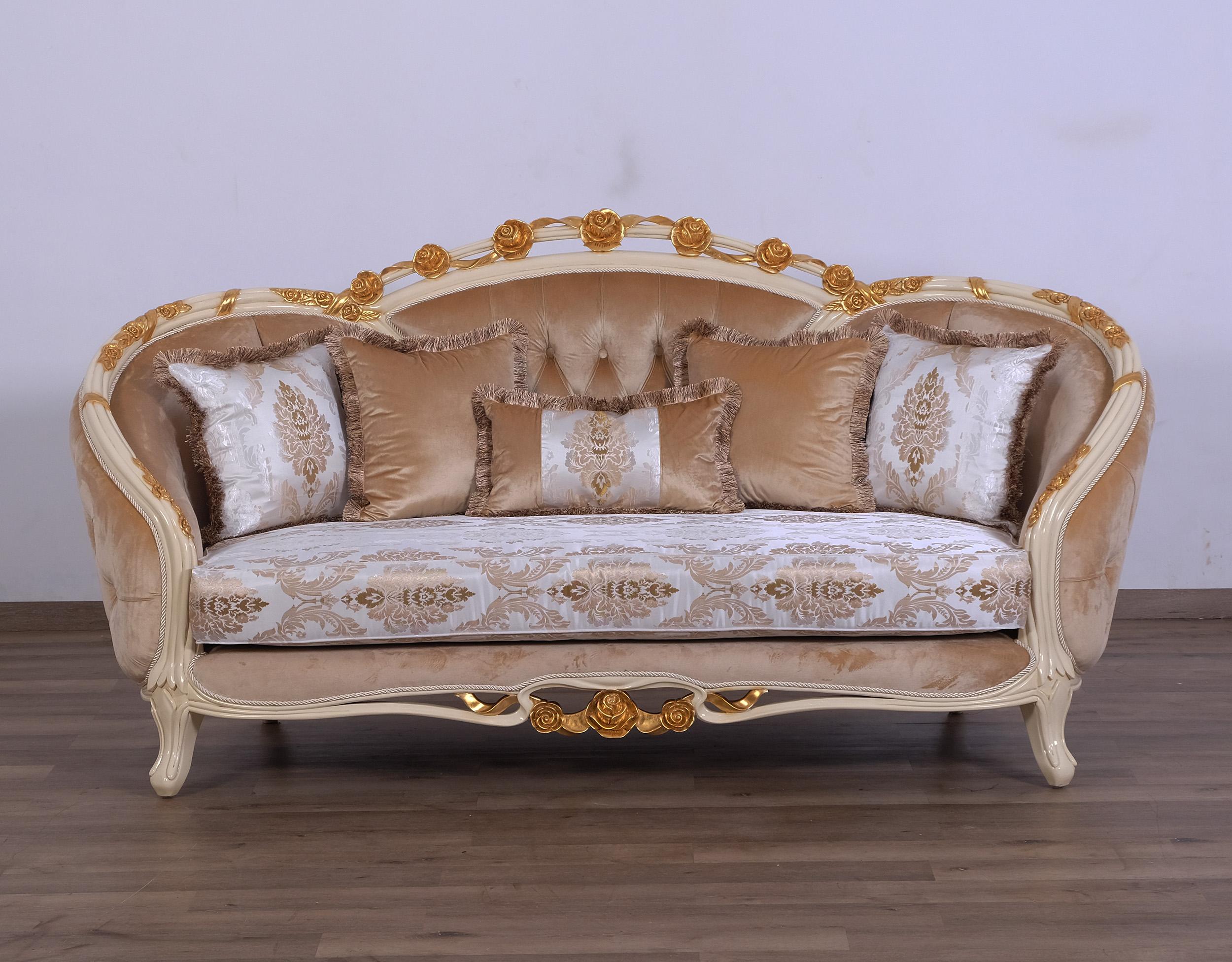 

    
45012-Set-4 Luxury Sand & Gold Wood Trim VALENTINE Sofa Set 4 Pcs EUROPEAN FURNITURE Classic
