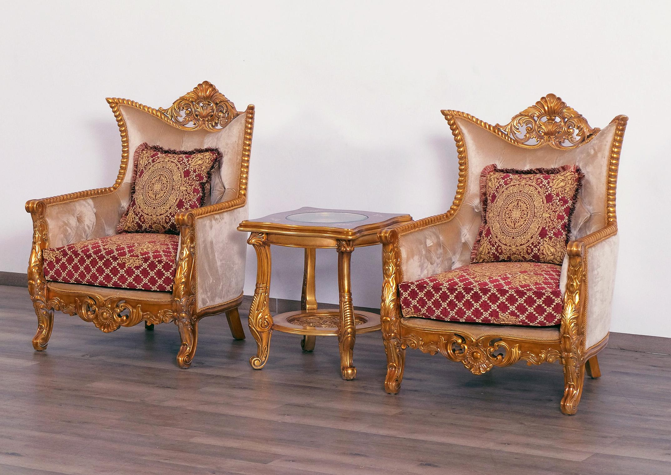 

    
Luxury Sand Red & Gold Wood Trim MODIGLIANI Chair Set 2 Pcs EUROPEAN FURNITURE

