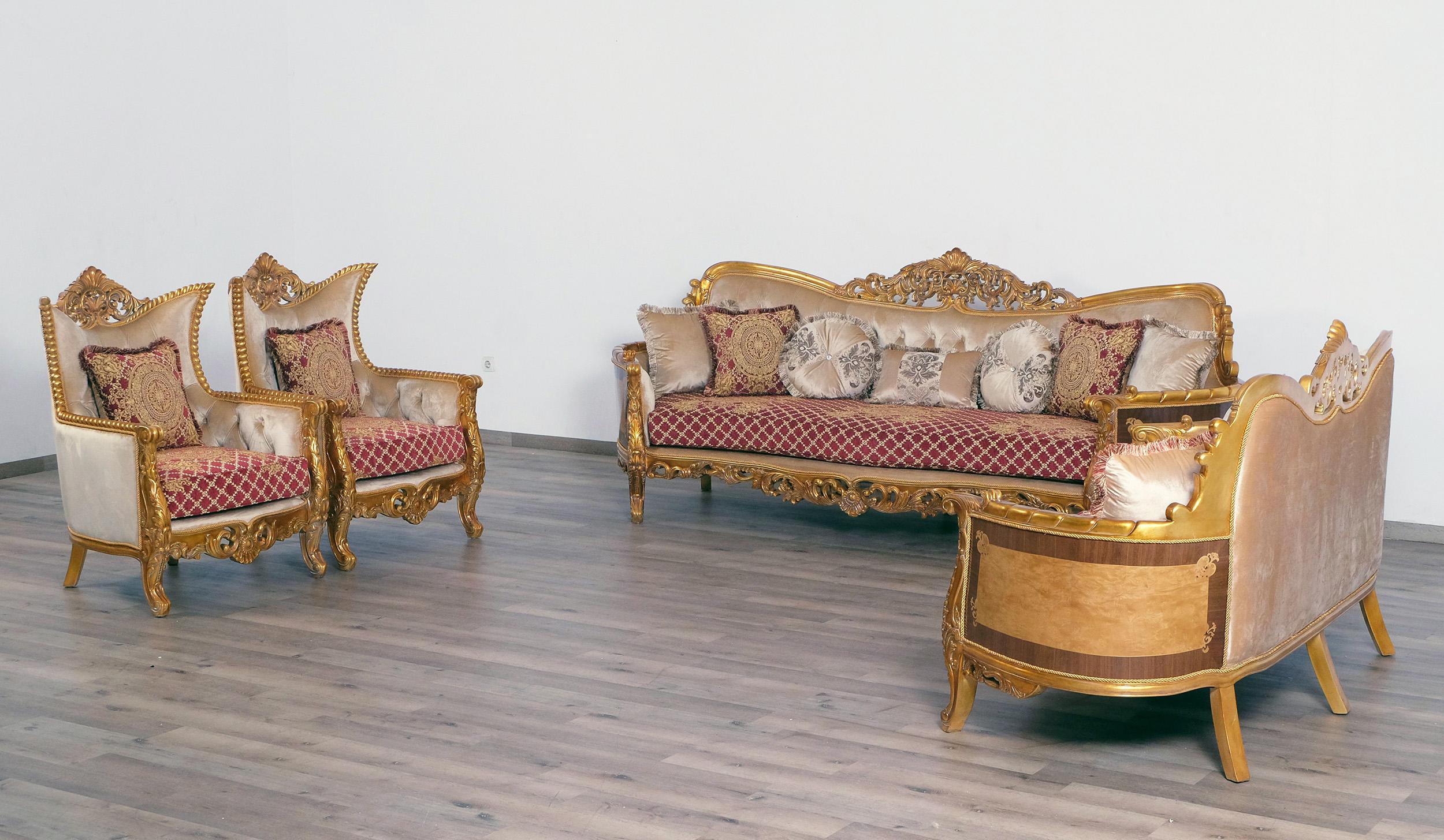 

        
663701291988Luxury Sand Red & Gold Wood Trim MODIGLIANI Sofa Set 3 Pcs EUROPEAN FURNITURE
