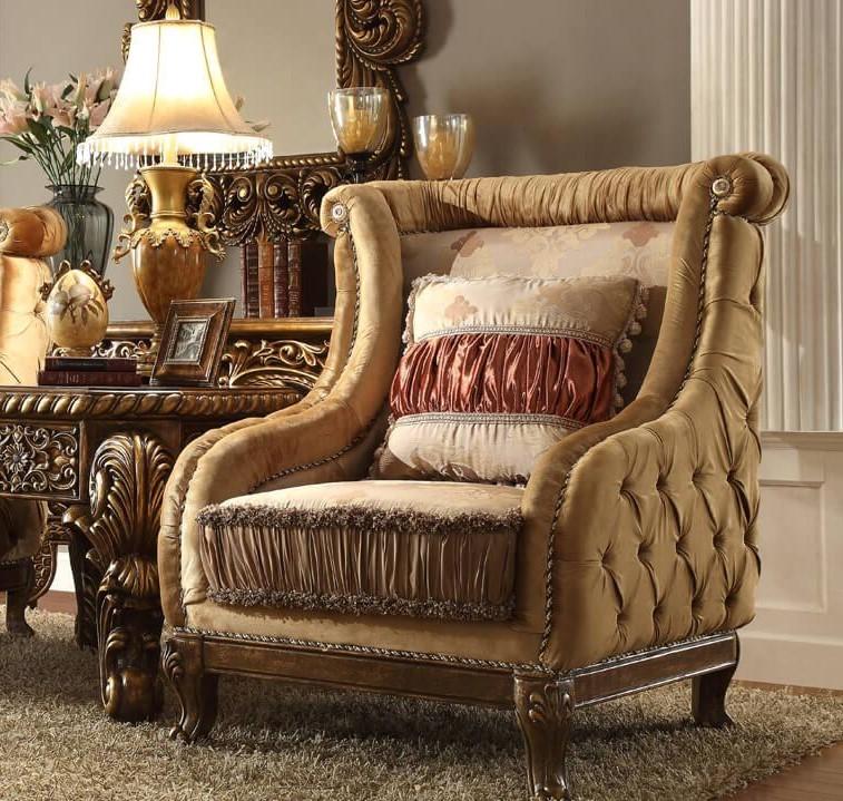 Traditional Arm Chairs HD-458 HD-C458 in Sand, Beige Fabric