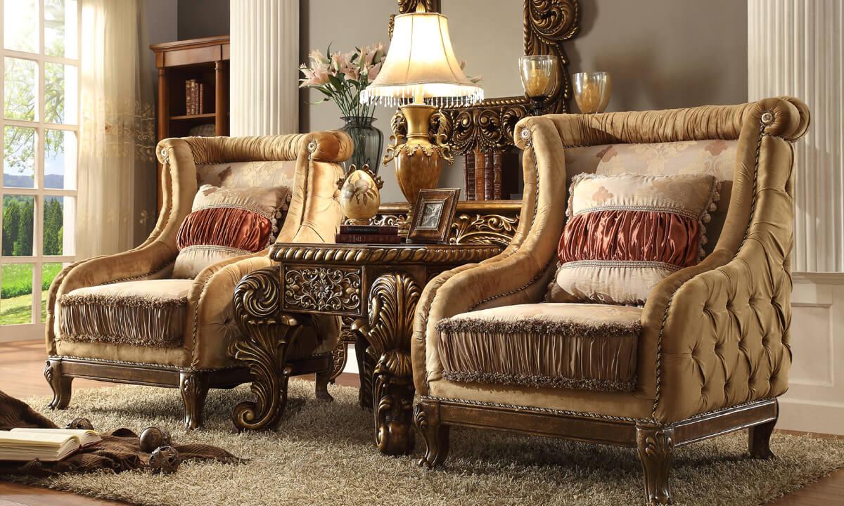 

    
Luxury Sandy Rich Fabric Chair Set 2Pcs Traditional Homey Design HD-458
