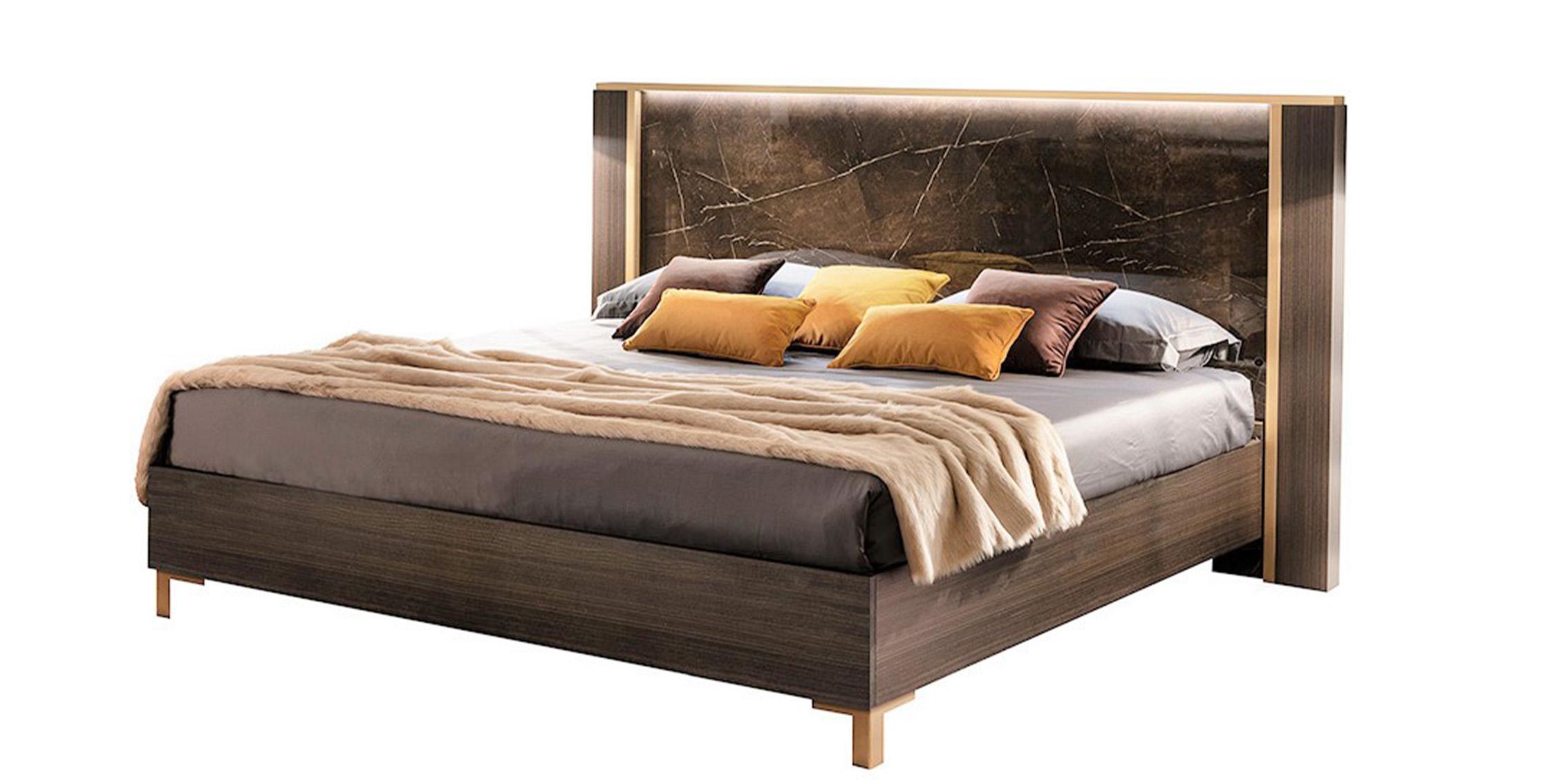 

    
Luxury Shiny Brown Marble-finish King Bed ESSENZA ESF Made in Italy Modern
