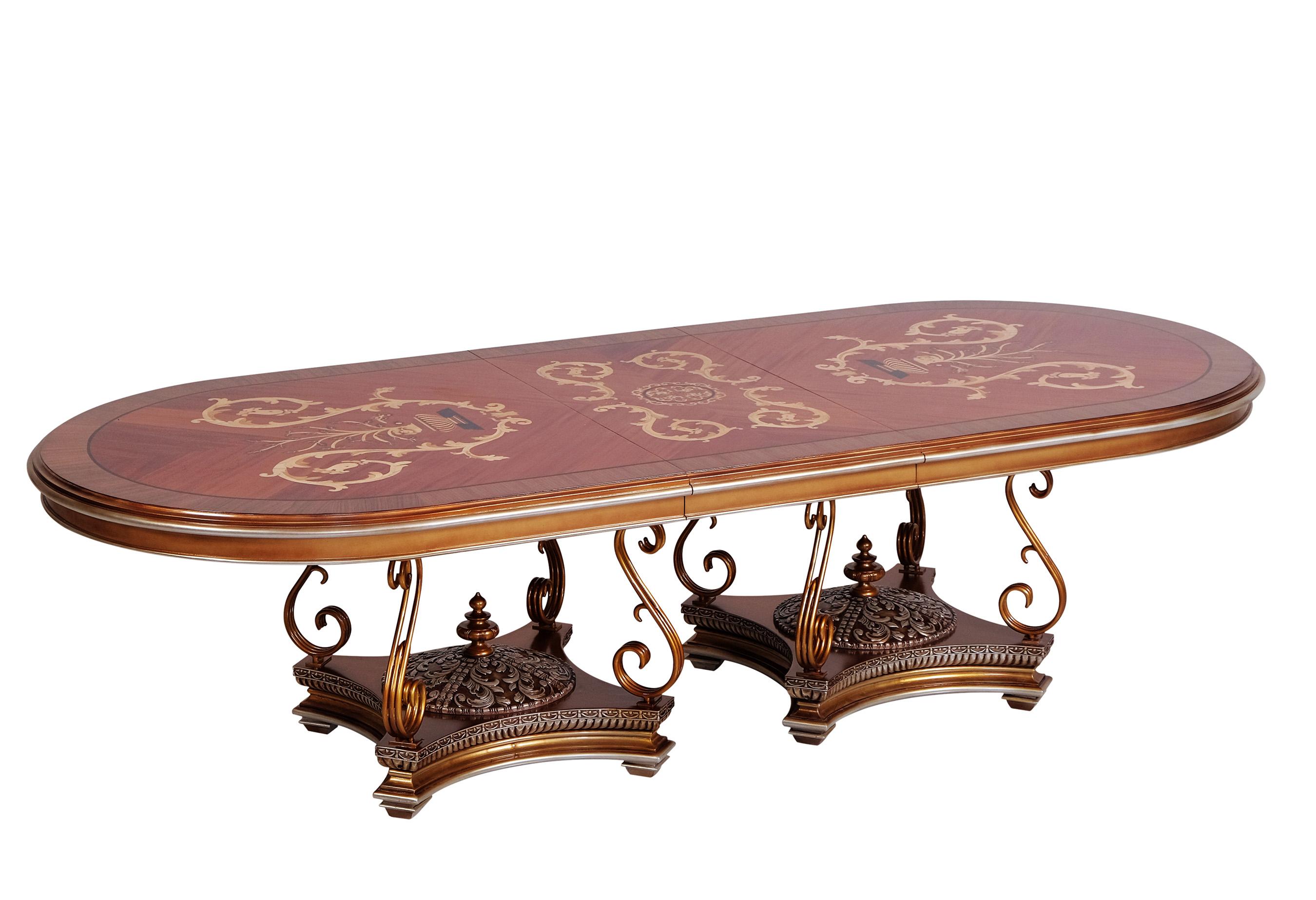 Classic, Traditional Oval Table VALENTINA 51955-DT in Brown 