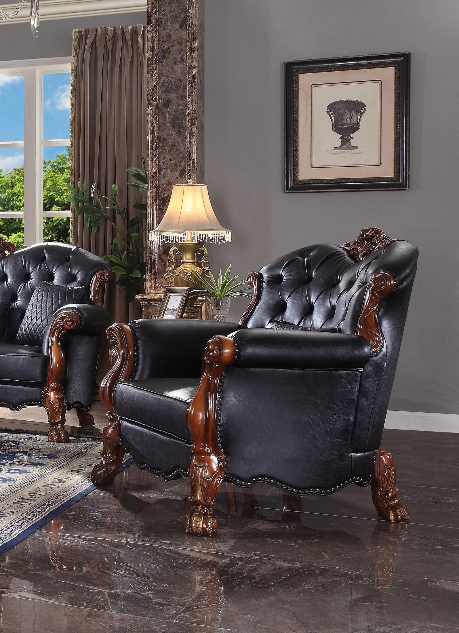 

    
Luxury Vintage Cherry Oak & Black PU Dresden Arm Chair 58232 ACME Traditional
