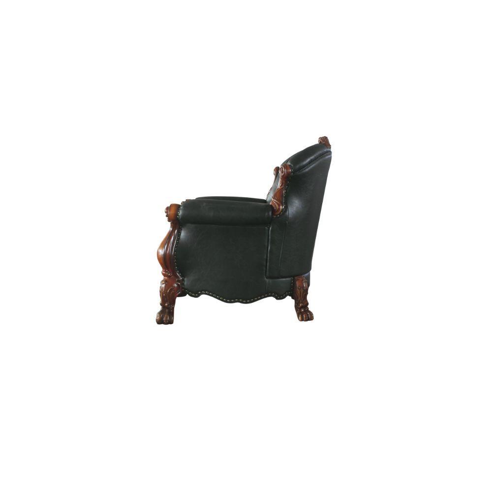 

    
 Photo  Luxury Vintage Cherry Oak & Black PU Dresden Sofa Set 3 P 58230 ACME Traditional
