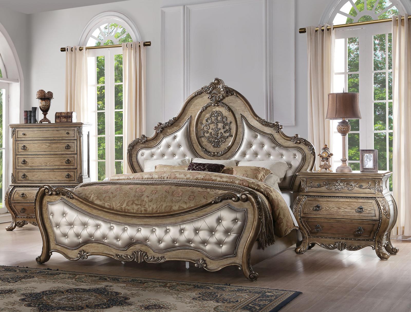 

    
Luxury Vintage Oak Stultz King Tufted Upholstered Standard Bedroom Set 3
