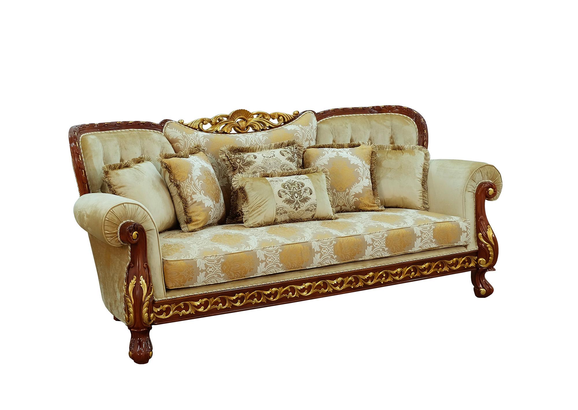 

    
Luxury Walnut & Gold Wood Trim FANTASIA Sofa EUROPEAN FURNITURE Traditional
