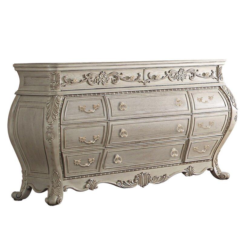 

    
Luxury Welling Antique White 11 Drawer Double Dresser Classic
