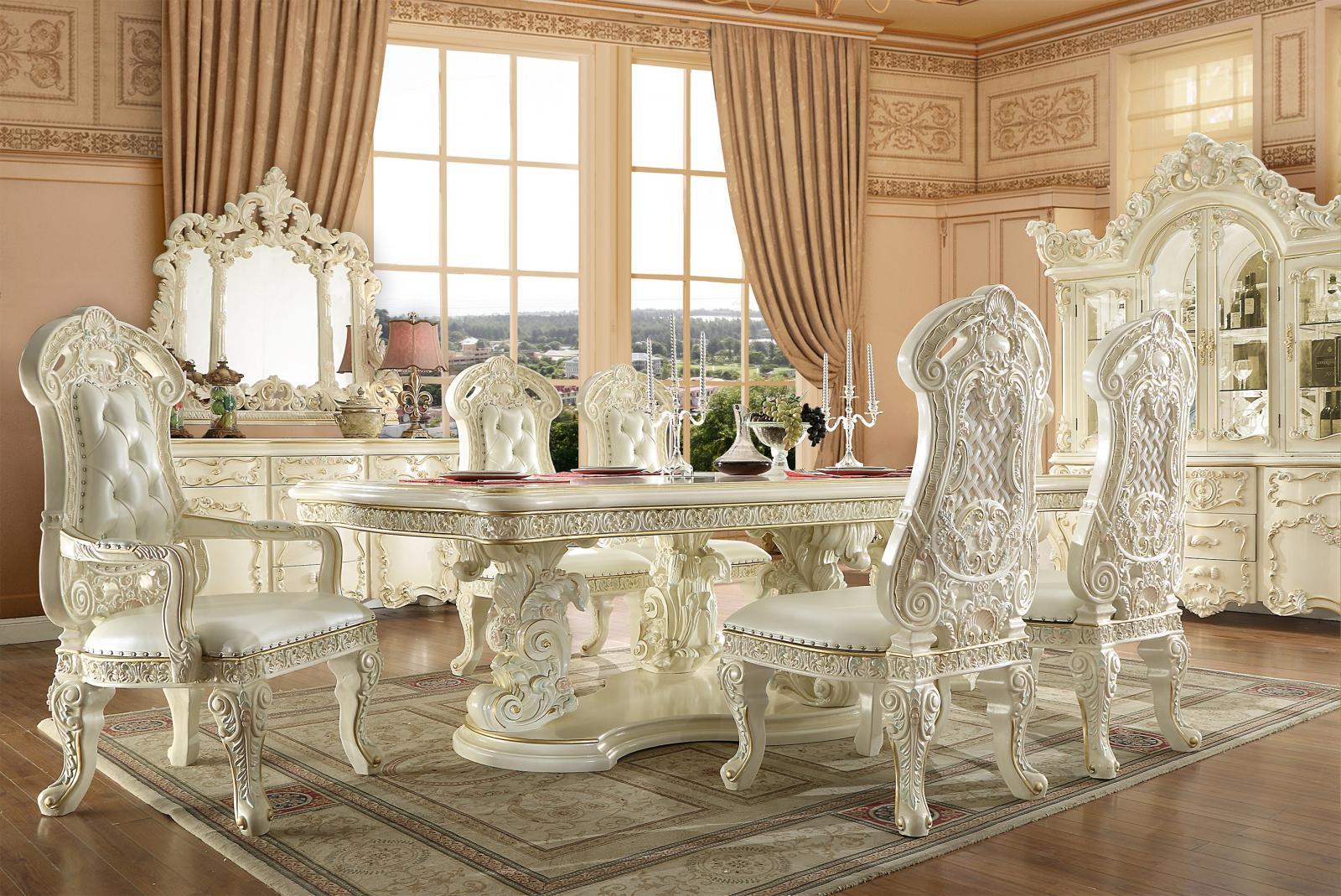 

    
Traditional Glossy White Rectangle Dining Table Homey Design HD-8089
