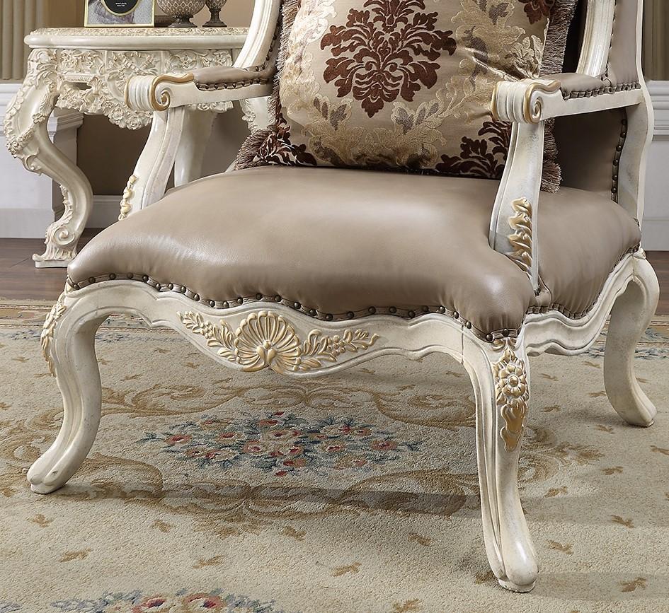 

    
Plantation Cove White & Metallic Bright Gold Armchair Traditional Homey Design HD-90
