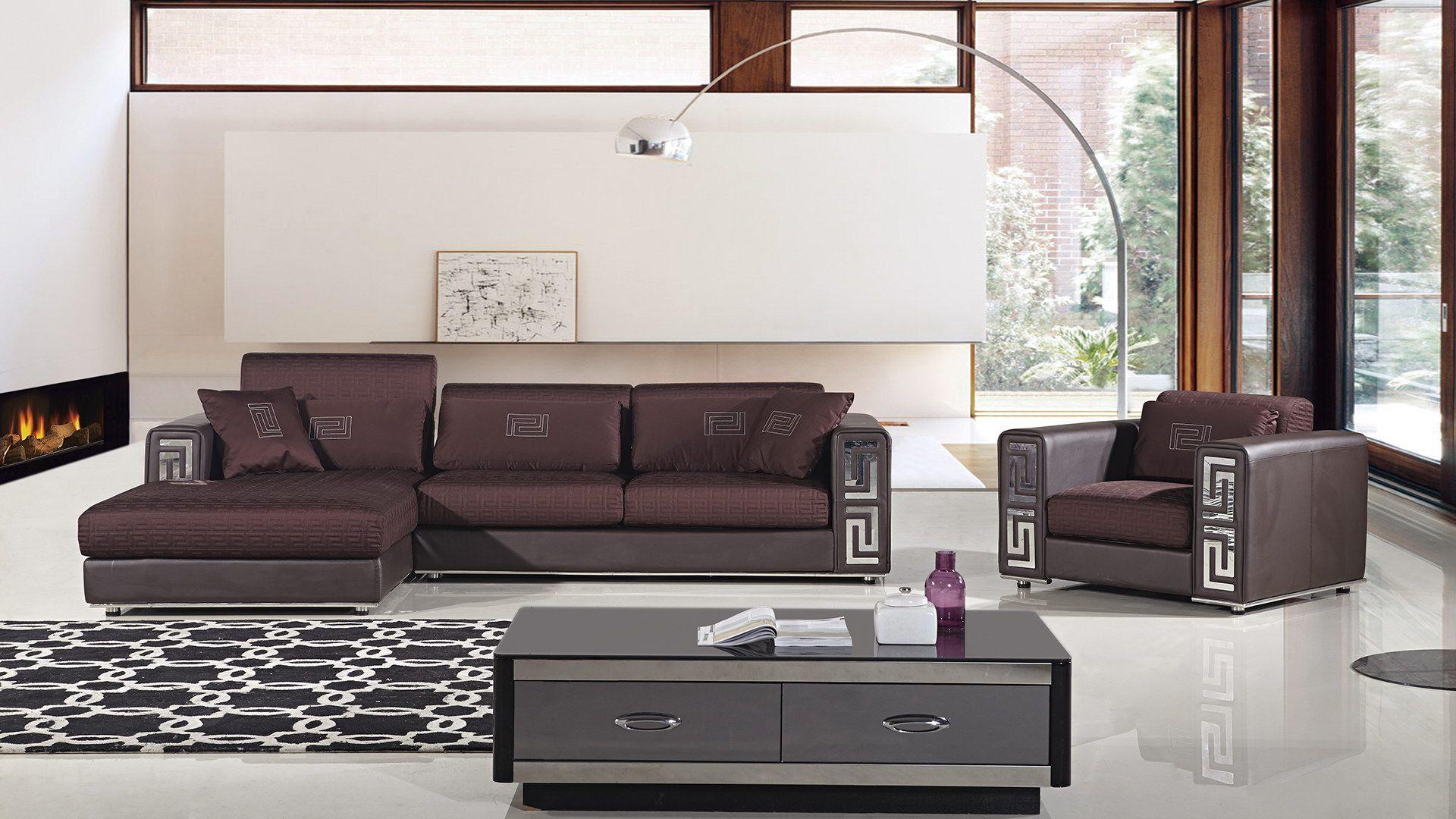 Contemporary, Modern Sectional Sofa Set AE-L238R-MA AE-L238R-MA in Mahogany, Maroon Faux Leather