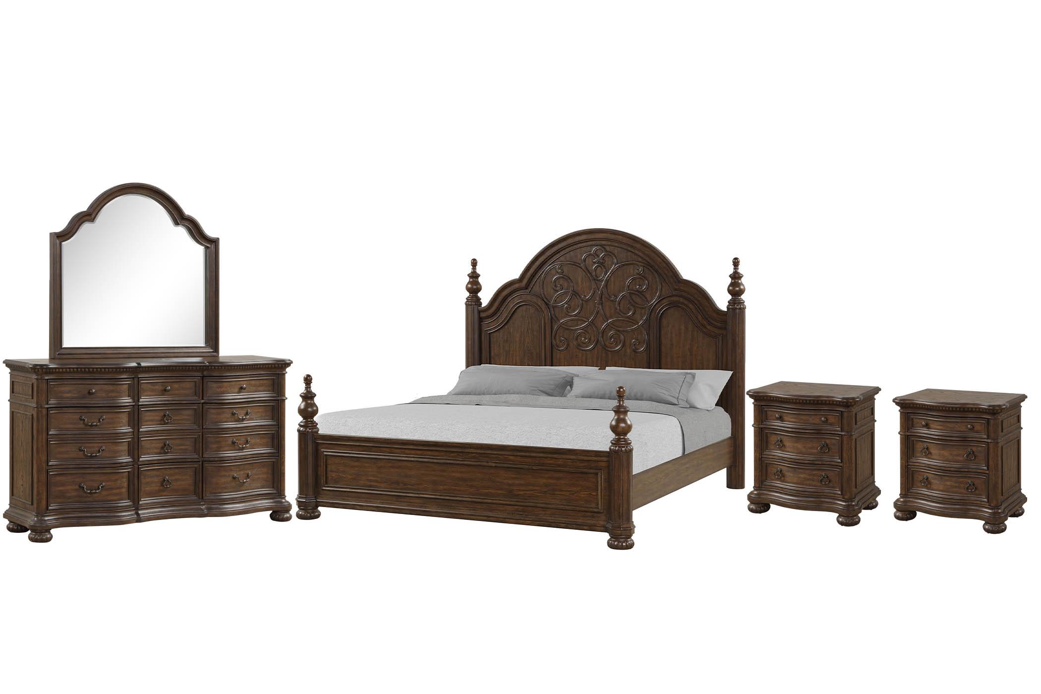 

    
Royal Mahogany Poster Queen Bed Set 5Pcs TUSCANY 321-105 Bernards Traditional
