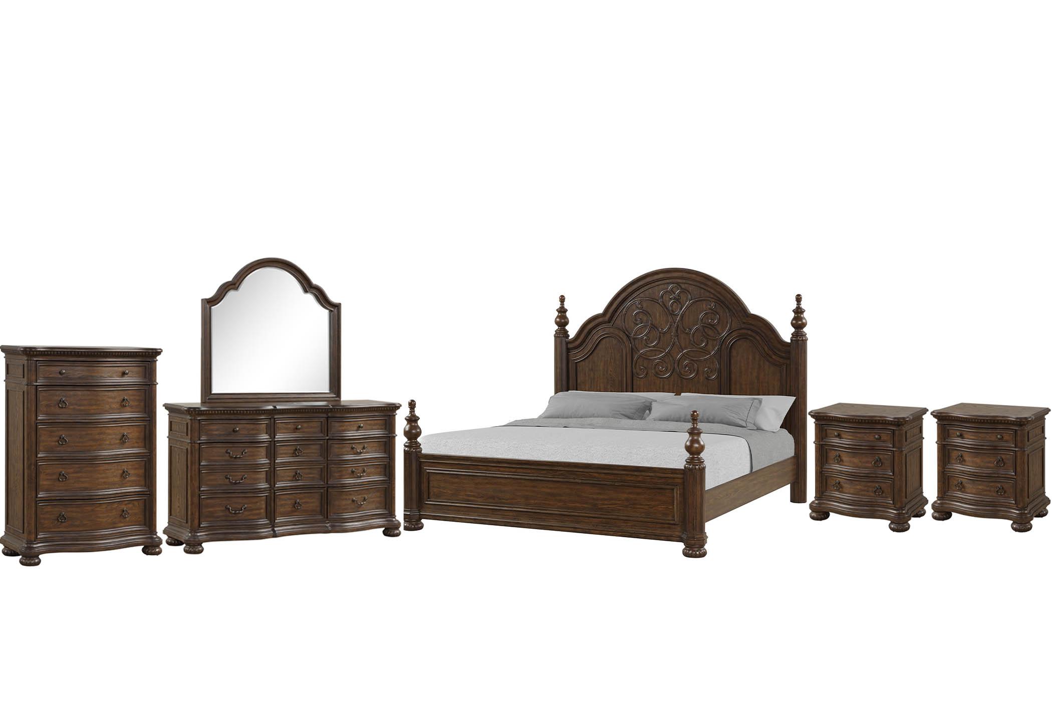 

    
Royal Mahogany Poster Queen Bed Set 6Pcs TUSCANY 321-105 Bernards Traditional
