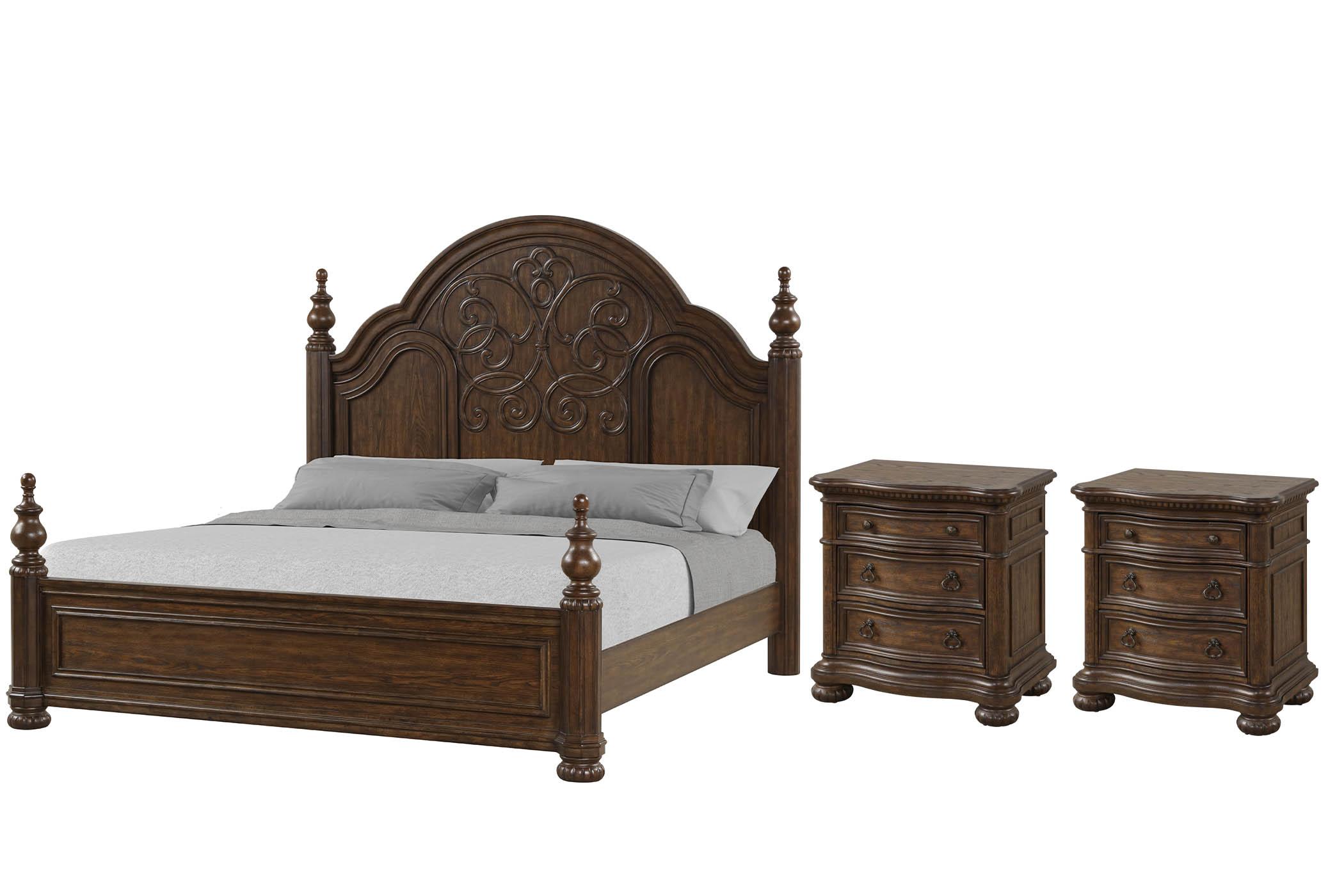 

    
Royal Mahogany Poster Queen Bed Set 3Pcs TUSCANY 321-105 Bernards Traditional
