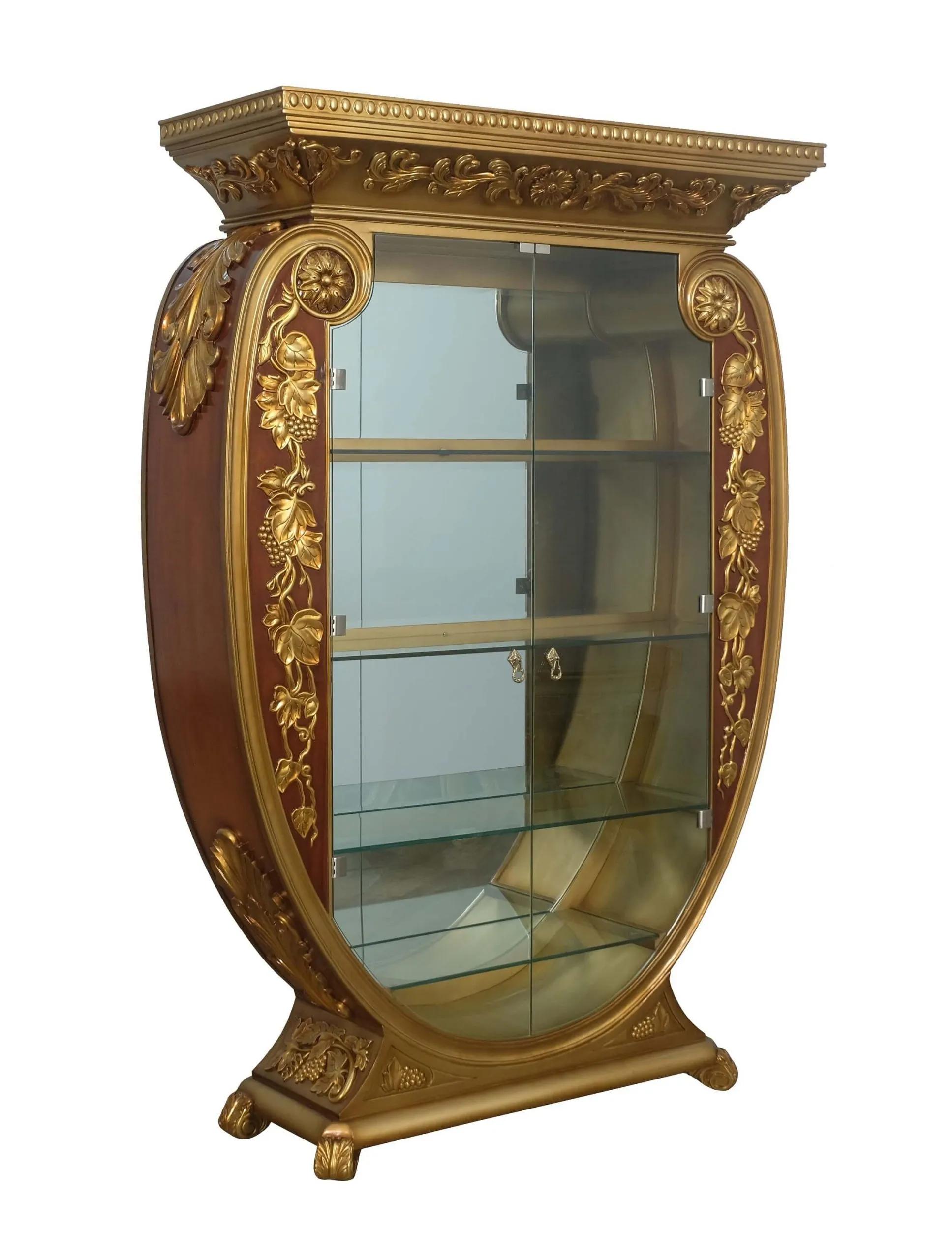 Traditional Curio Cabinet Valentine 45014-CB in Mahogany, Gold 