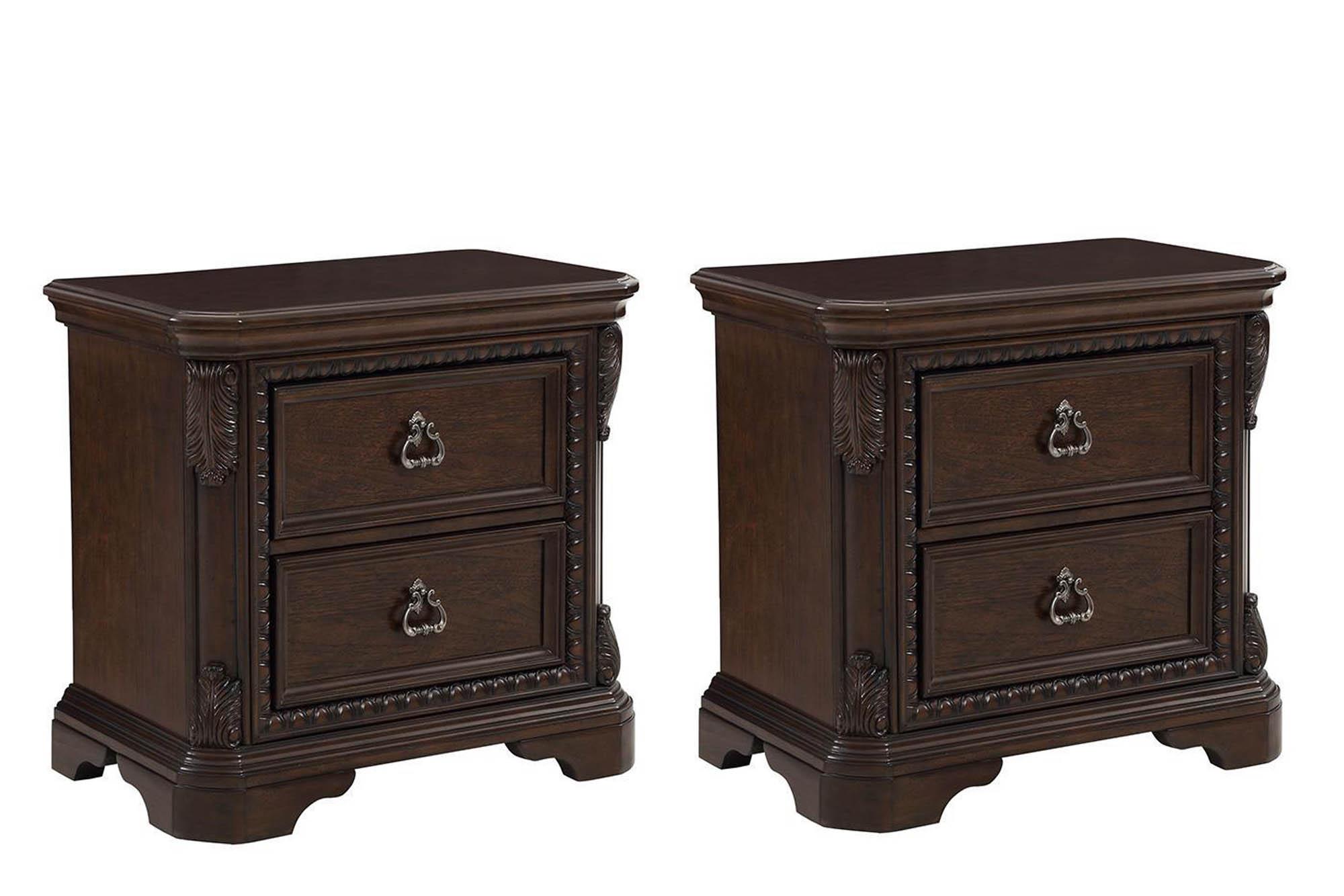Modern, Transitional Nightstand Set COVENTRY 1988-120-Set-2 1988-120-Set-2 in Mahogany 