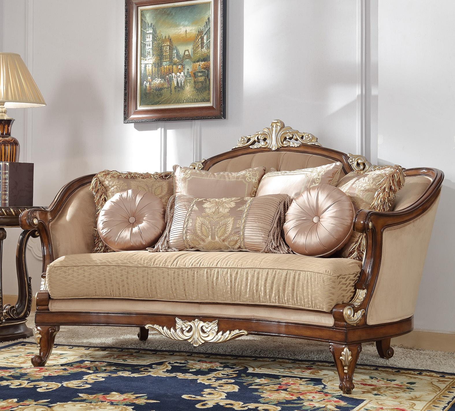Traditional  HD-8320 HD-L8320 in Mahogany, Brown, Beige Fabric