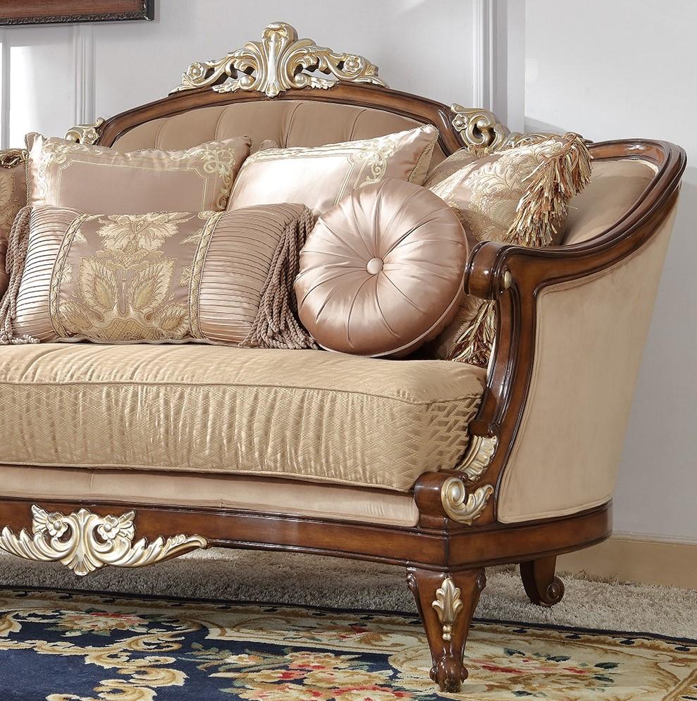

    
Mahoghany & Beige Finish Sofa Traditional Homey Design HD-8320
