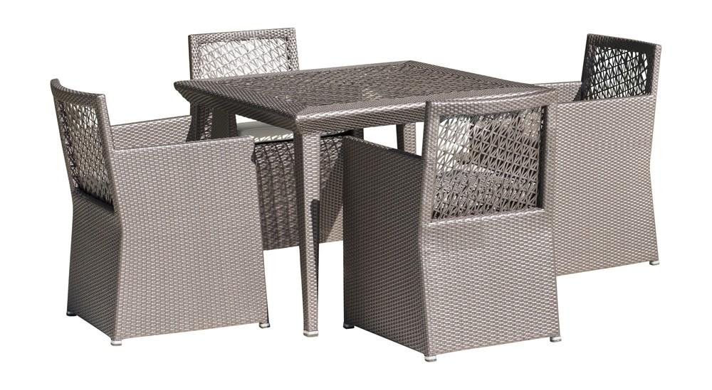 Modern Outdoor Dining Set Maldives PJO-1801-GRY-5DS in Beige, Gray Fabric