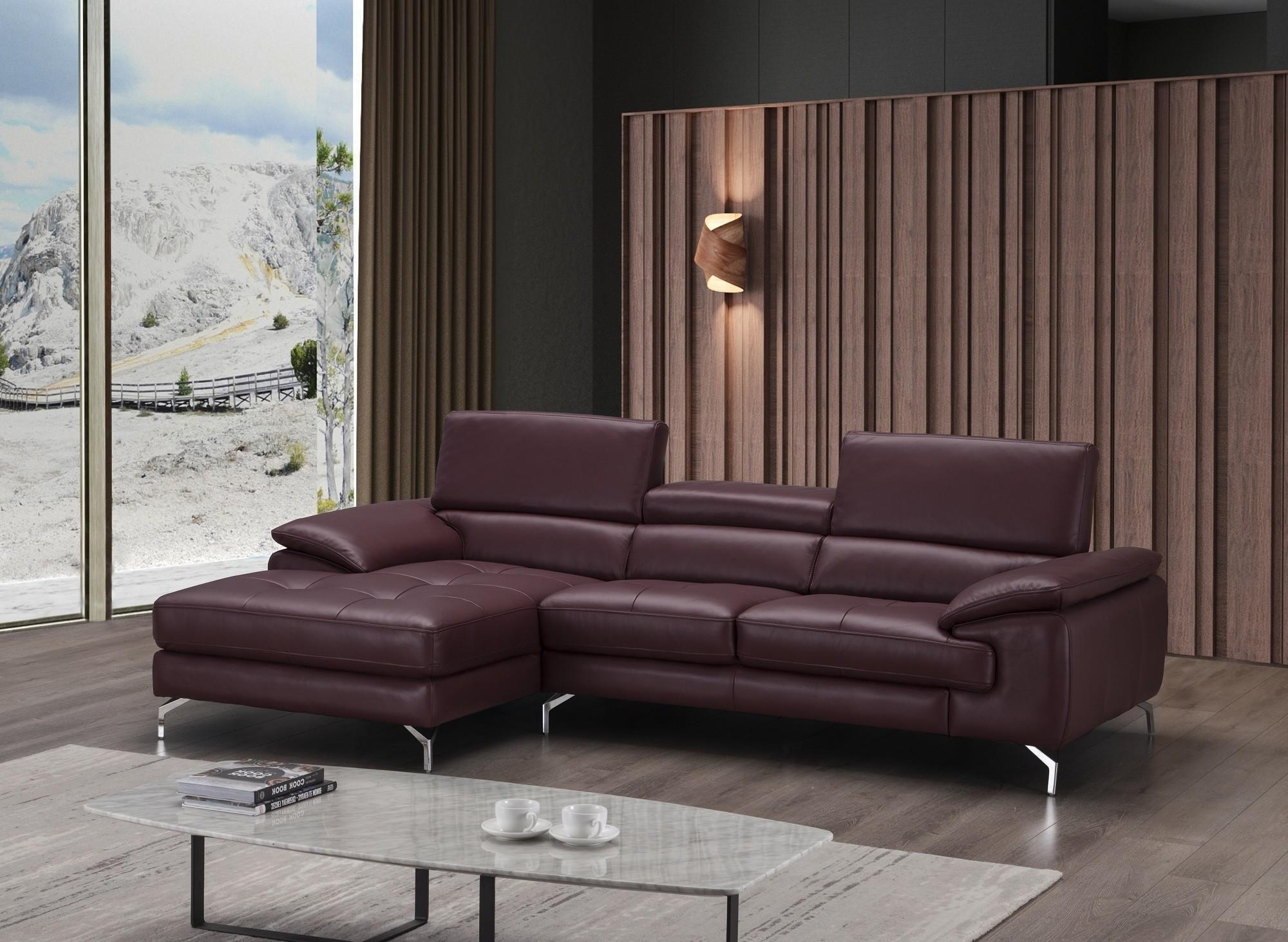 

    
Maroon Full Top Grain Italian Leather Sectional Sofa RHC Contemporary J&M A973b
