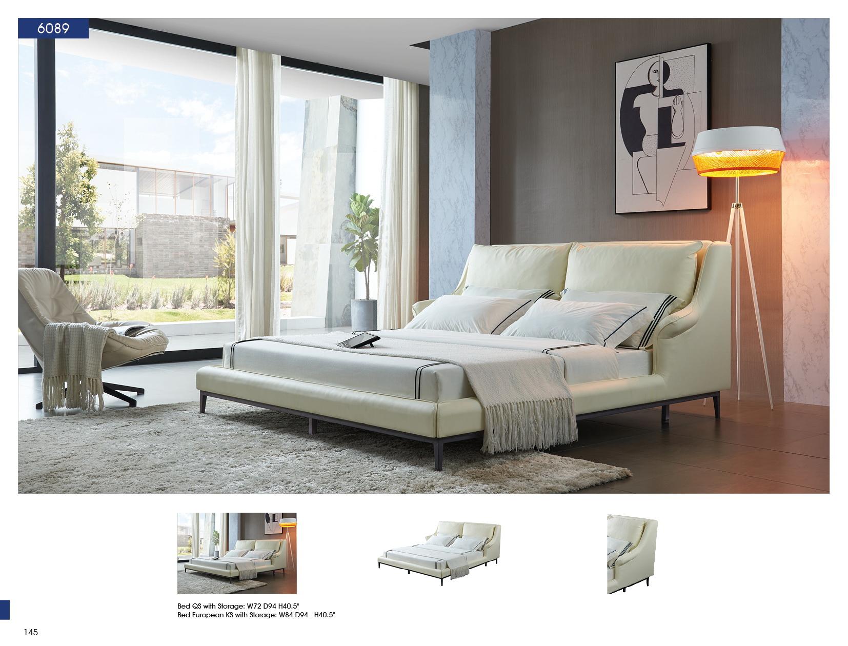 

    
 Order  Mat White Top-grain Leather King Bed MADE IN ITALY Contemporary ESF 6089
