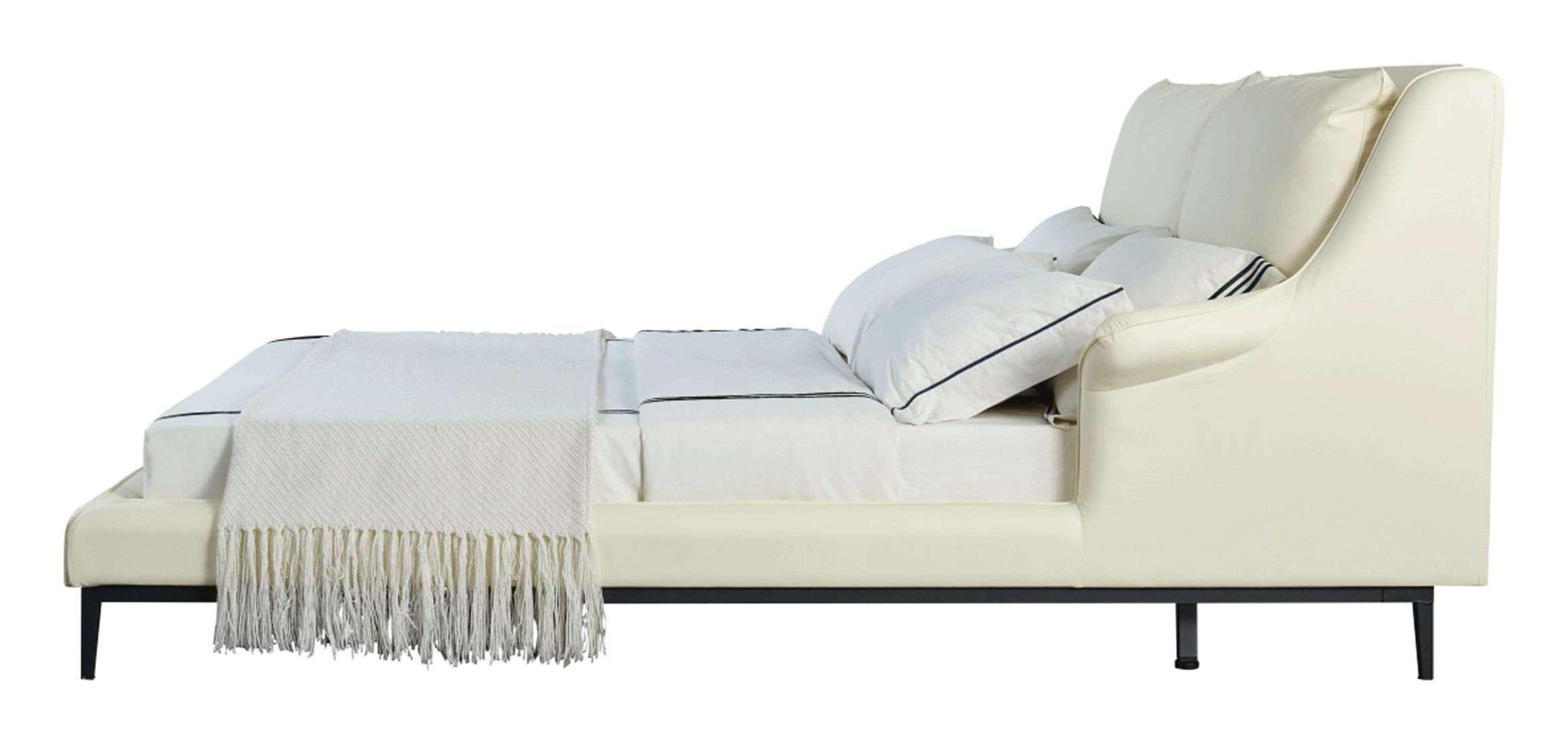 

    
 Shop  Mat White Top-grain Leather King Bed MADE IN ITALY Contemporary ESF 6089
