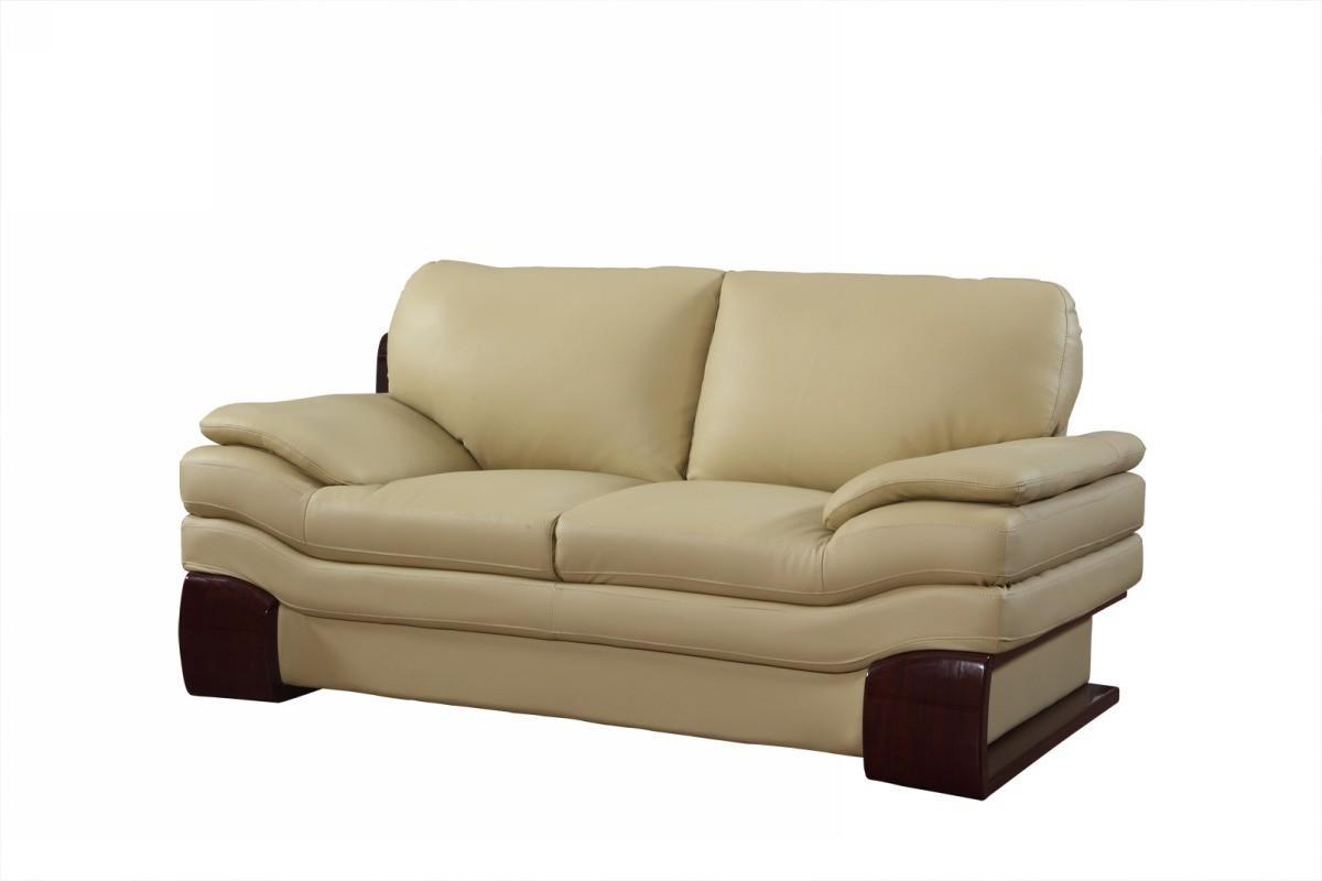 Contemporary Loveseat Matherly SKU: ORNL4860 in Beige Leather Match