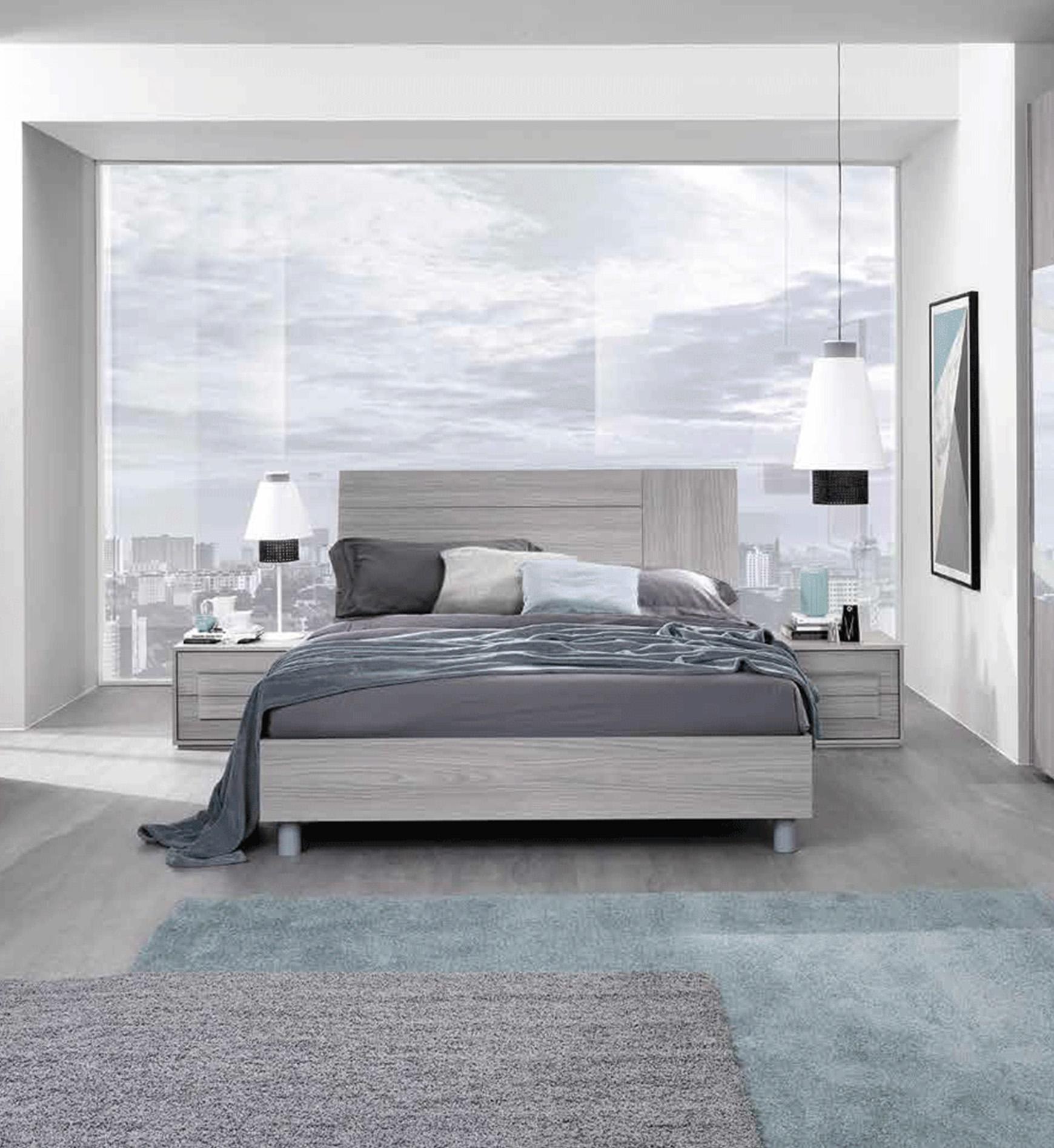 Contemporary, Modern Platform Bedroom Set LINOSAKS LINOSAKS-2N-3PC in Silver, Gray 