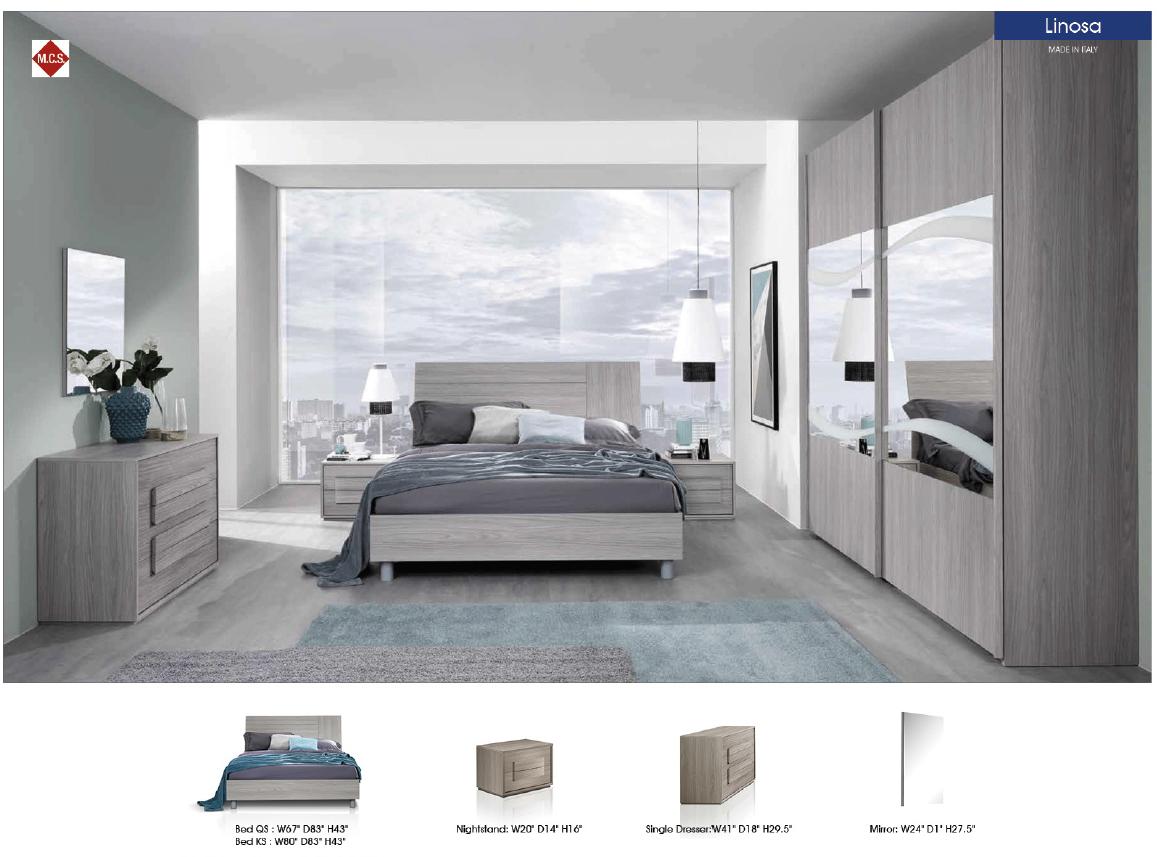 

    
LINOSAQS-2NDM-5PC Matt Grey/Silver Queen Bedroom Set 5Pcs LINOSA ESF Modern MADE IN ITALY
