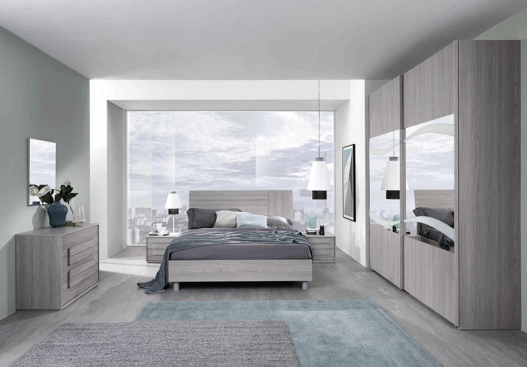 Contemporary, Modern Platform Bedroom Set LINOSAQS LINOSAQS-2NDM-5PC in Silver, Gray 