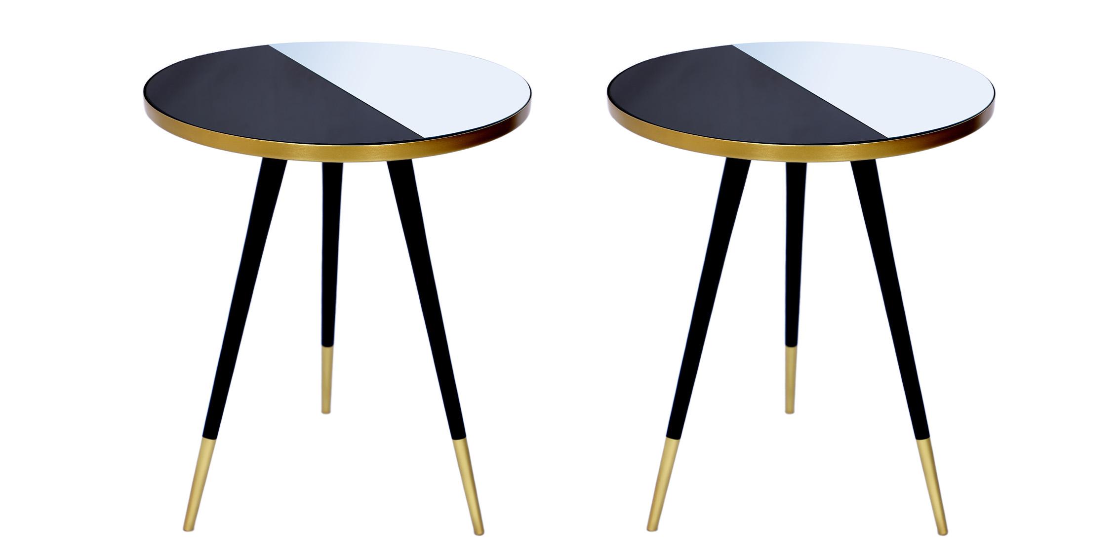 Contemporary, Modern End Table Set REFLECTION 294-ET 294-ET-Set-2 in Gold, Black 