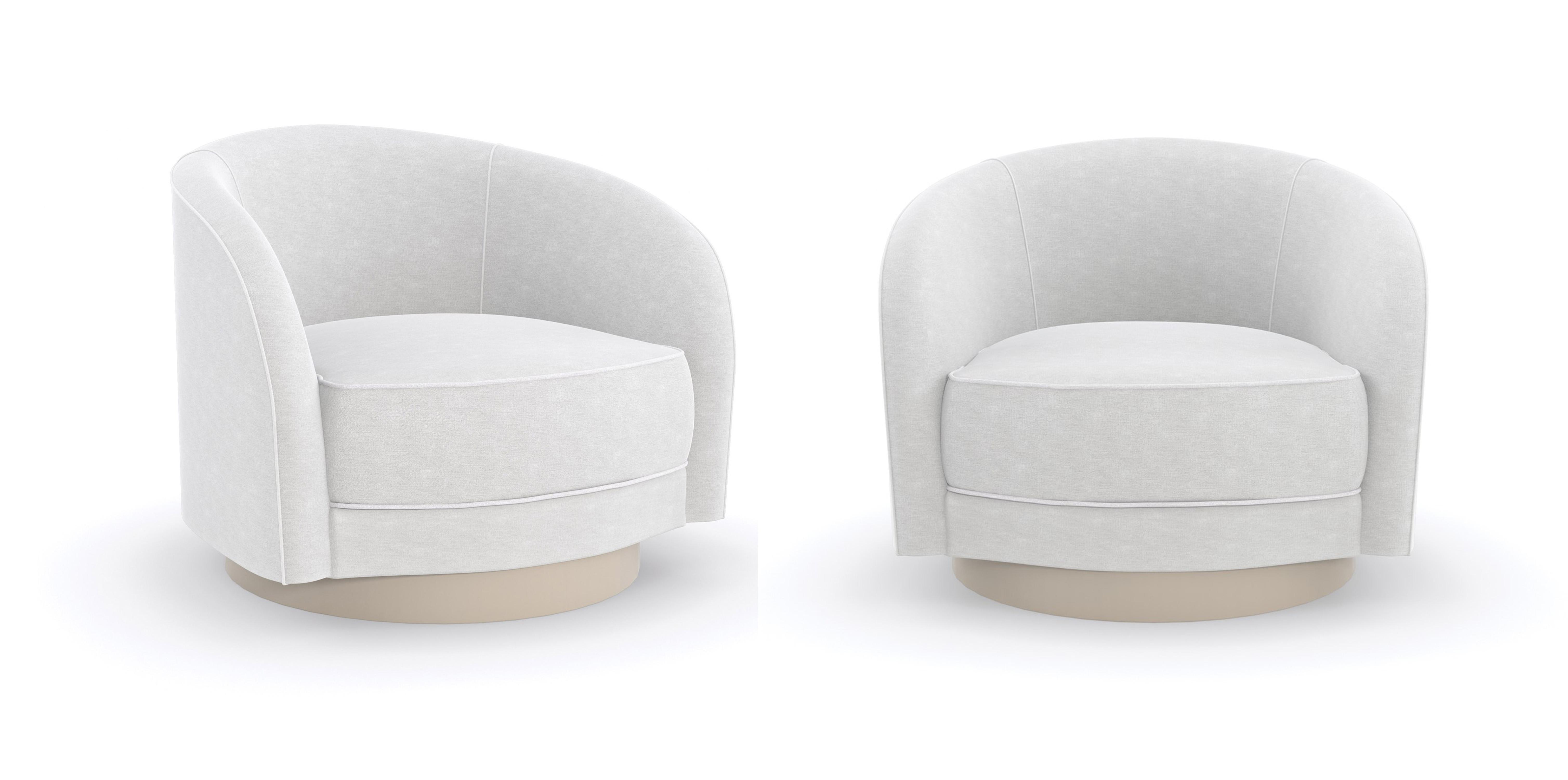 

    
Matte Pearl Finish Contemporary Accent Chair Set 2Pcs AHEAD OF THE CURVE by Caracole
