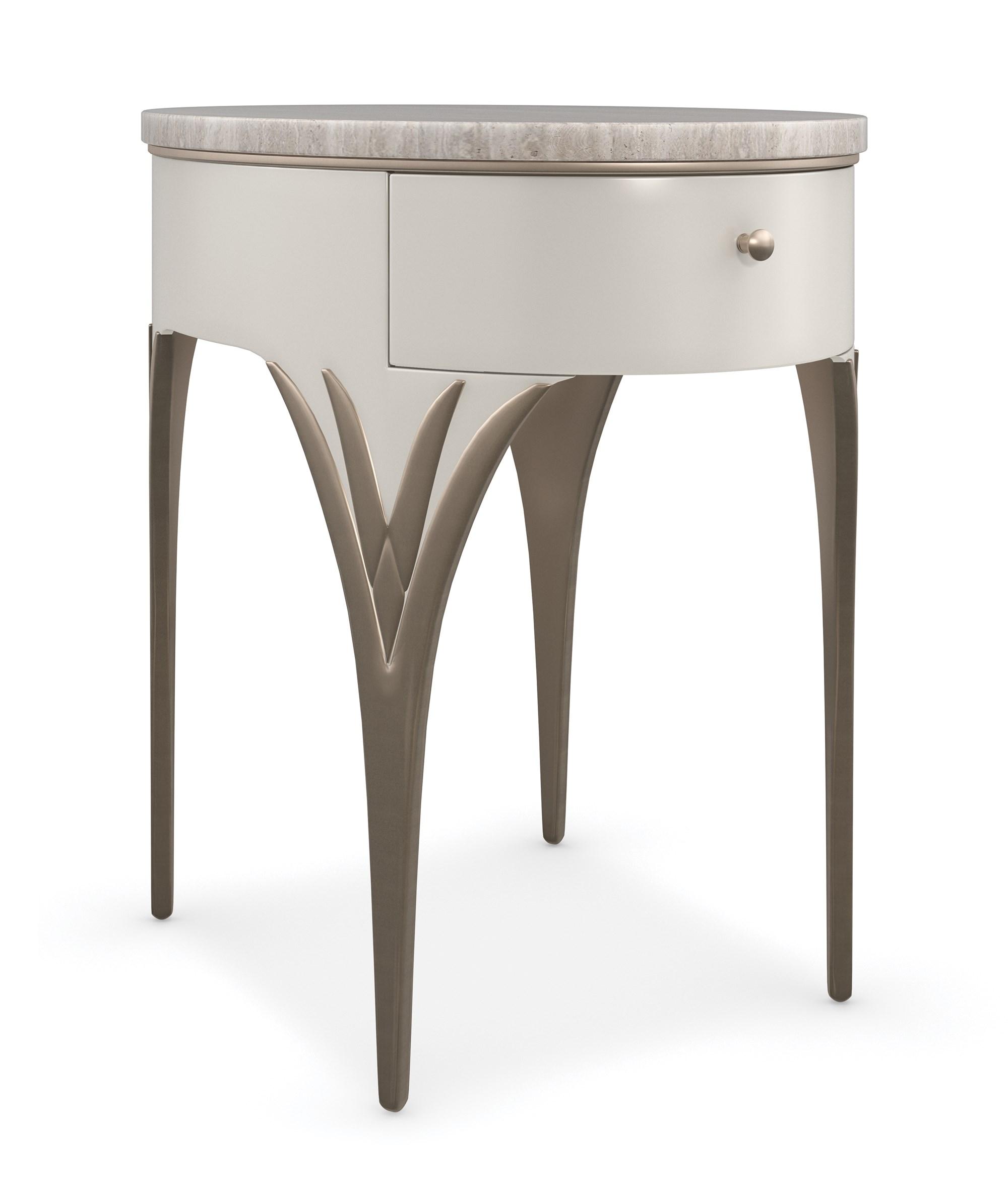 

    
Matte Pearl Finish VALENTINA SIDE TABLE by Caracole
