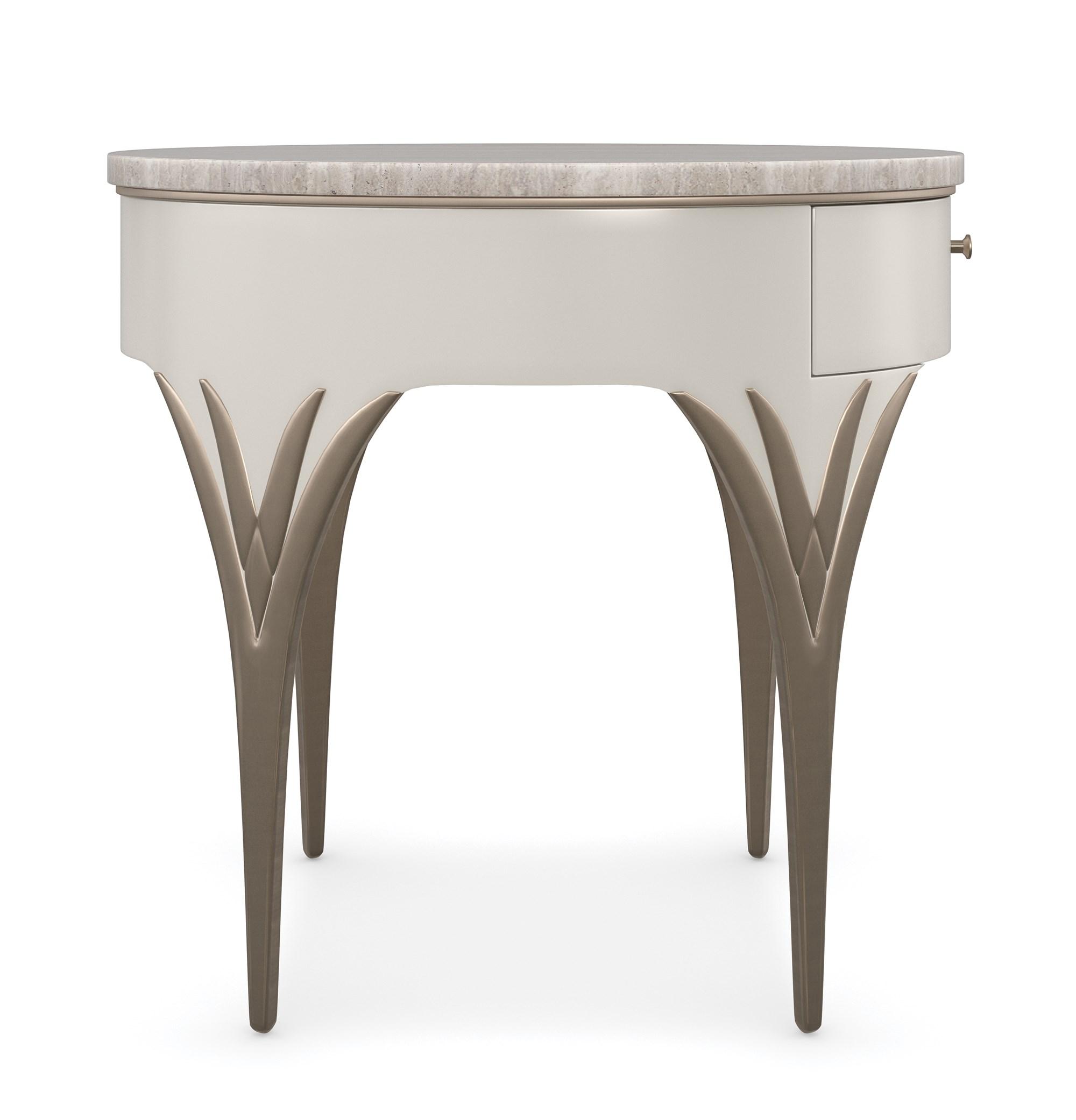 

    
Matte Pearl Finish VALENTINA SIDE TABLE by Caracole
