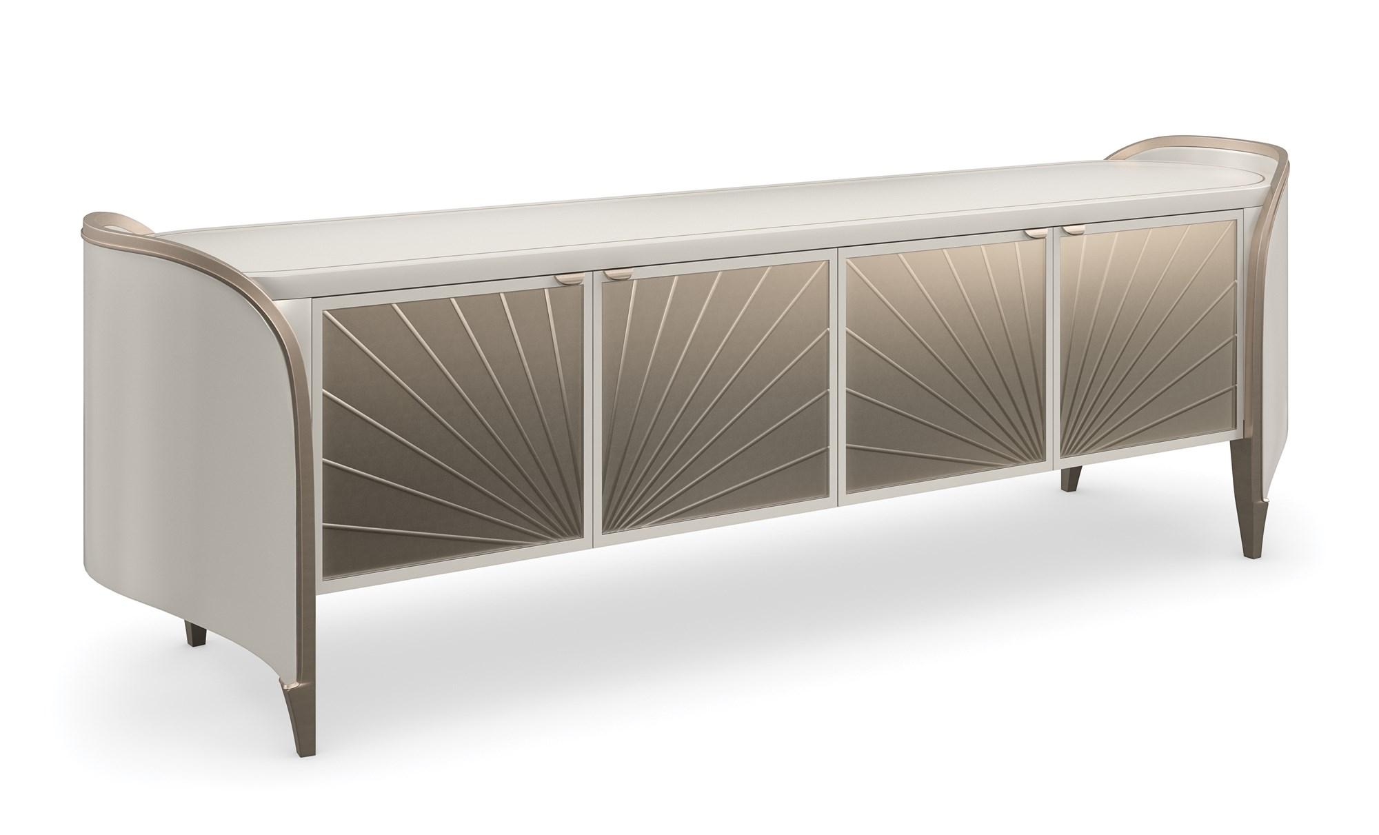 

    
Matte Pearl & Golden Shimmer Finish VALENTINA MEDIA CONSOLE by Caracole
